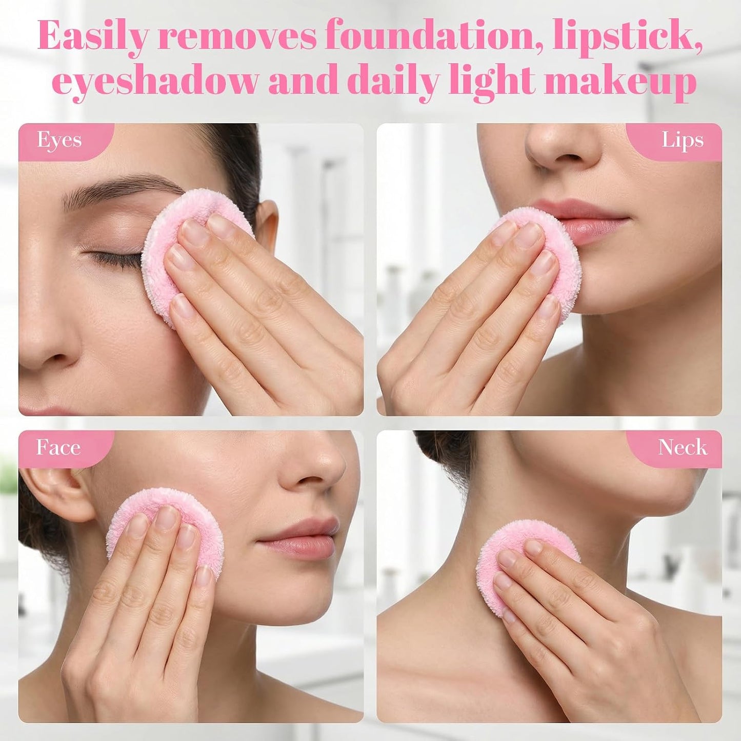 Reusable Makeup Remover Pads - Soft Coral Fleece Face Cleansing Rounds | 8 Pcs with Storage Bag