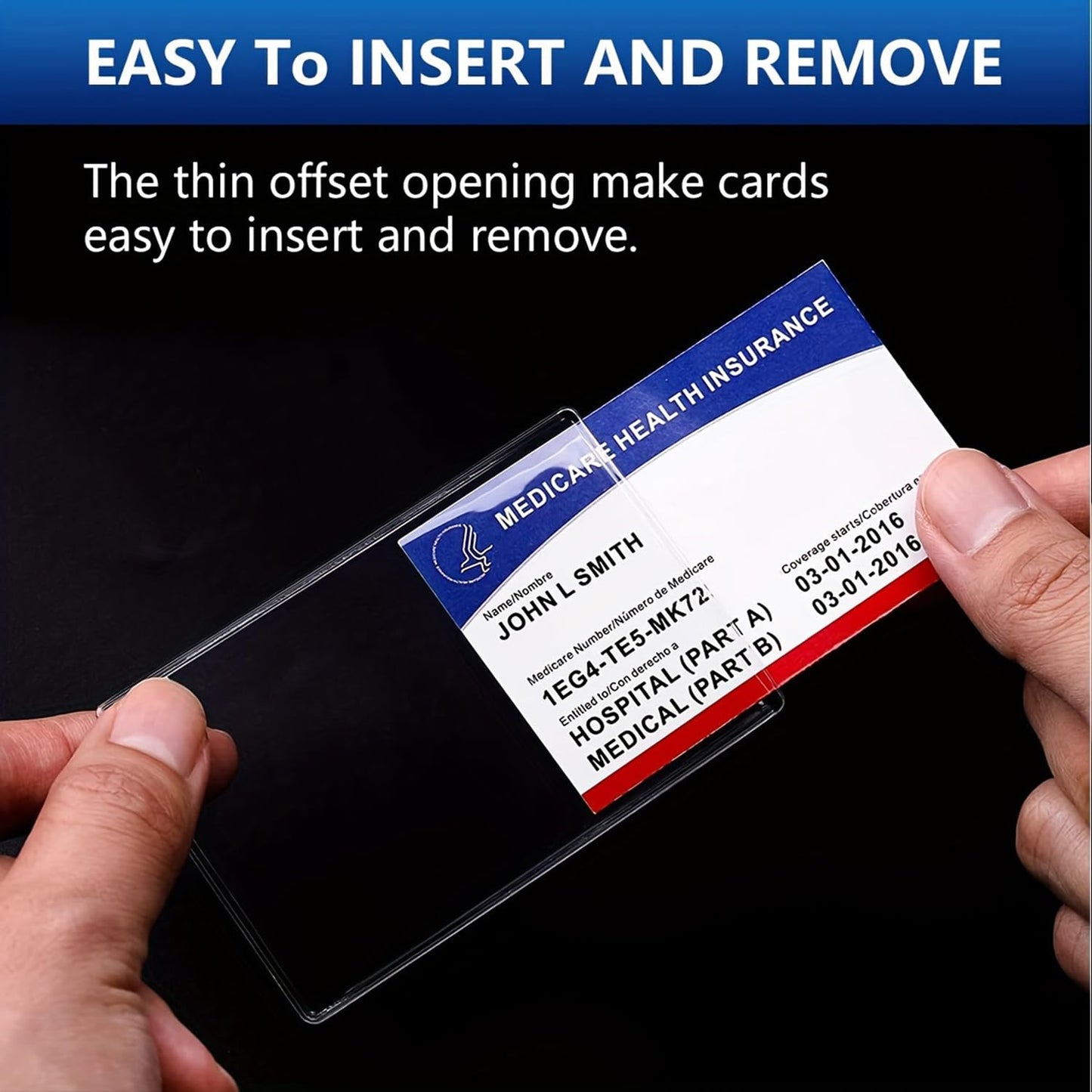 4 Pack Clear PVC Card Protector Sleeves, Waterproof, Scratch-Resistant, for Medicare, Credit, Business and Social Security Cards