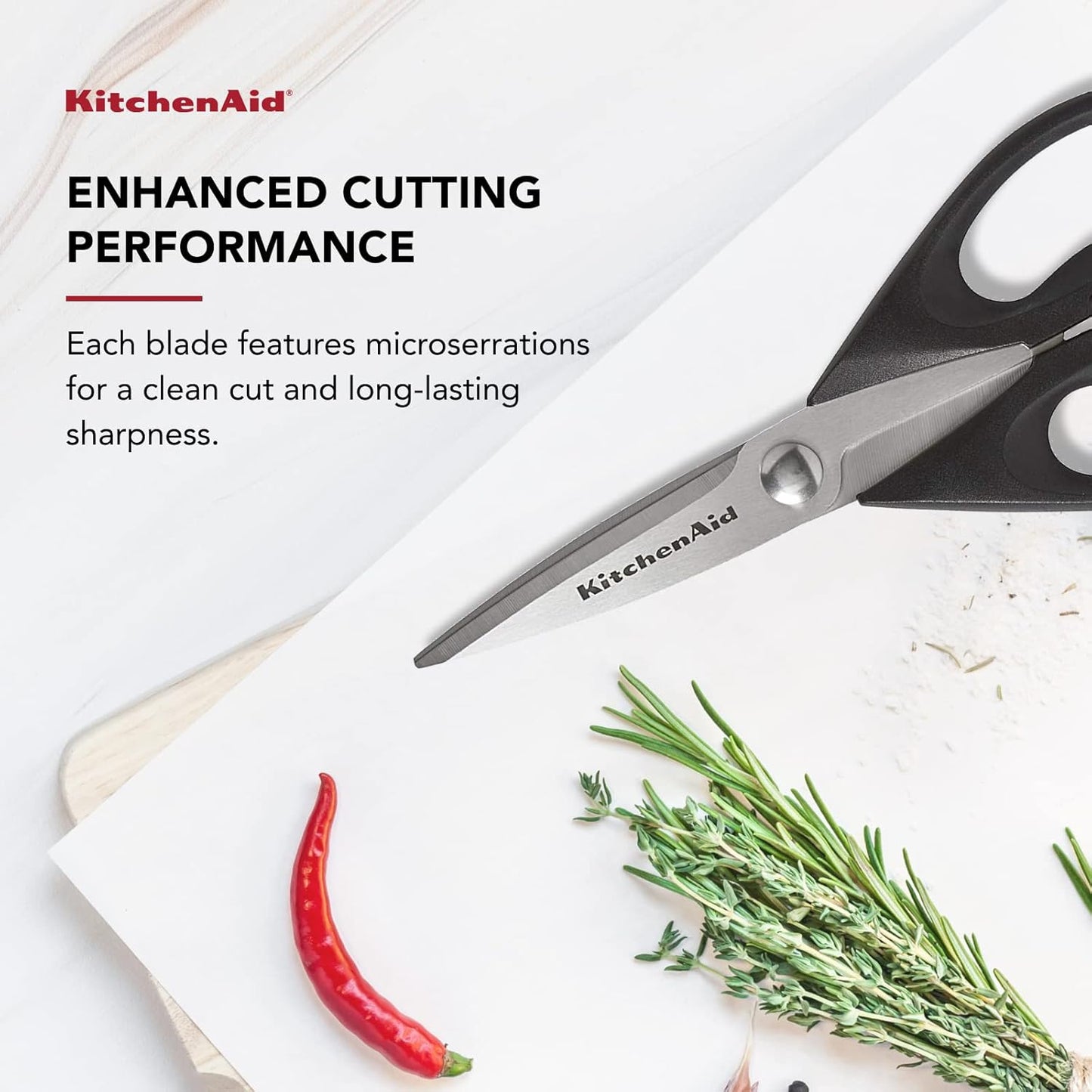 KitchenAid Kitchen Shears - Durable Stainless Steel Scissors with Soft Grip Handle | 8.72 Inch, Black