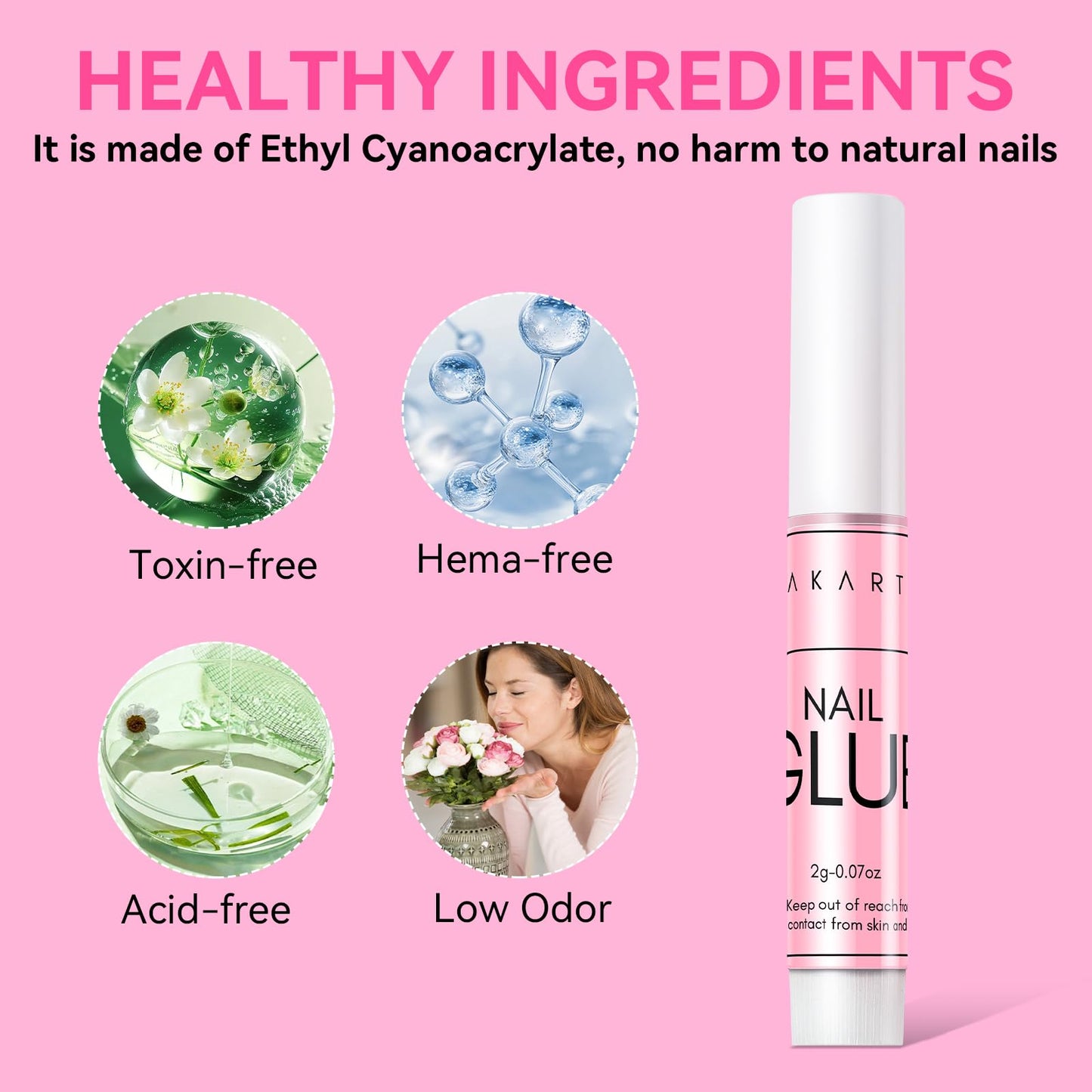 Makartt Nail Glue for Press On Nails, 10 x 2g，5-10s Fast Air Dry No UV Lamp, Hema-Free Strong Bond for Nail Tips, Fake Nails, Broken Nail Repair & Decor, Easy-to-go for Beginner & Salon Nail Techs