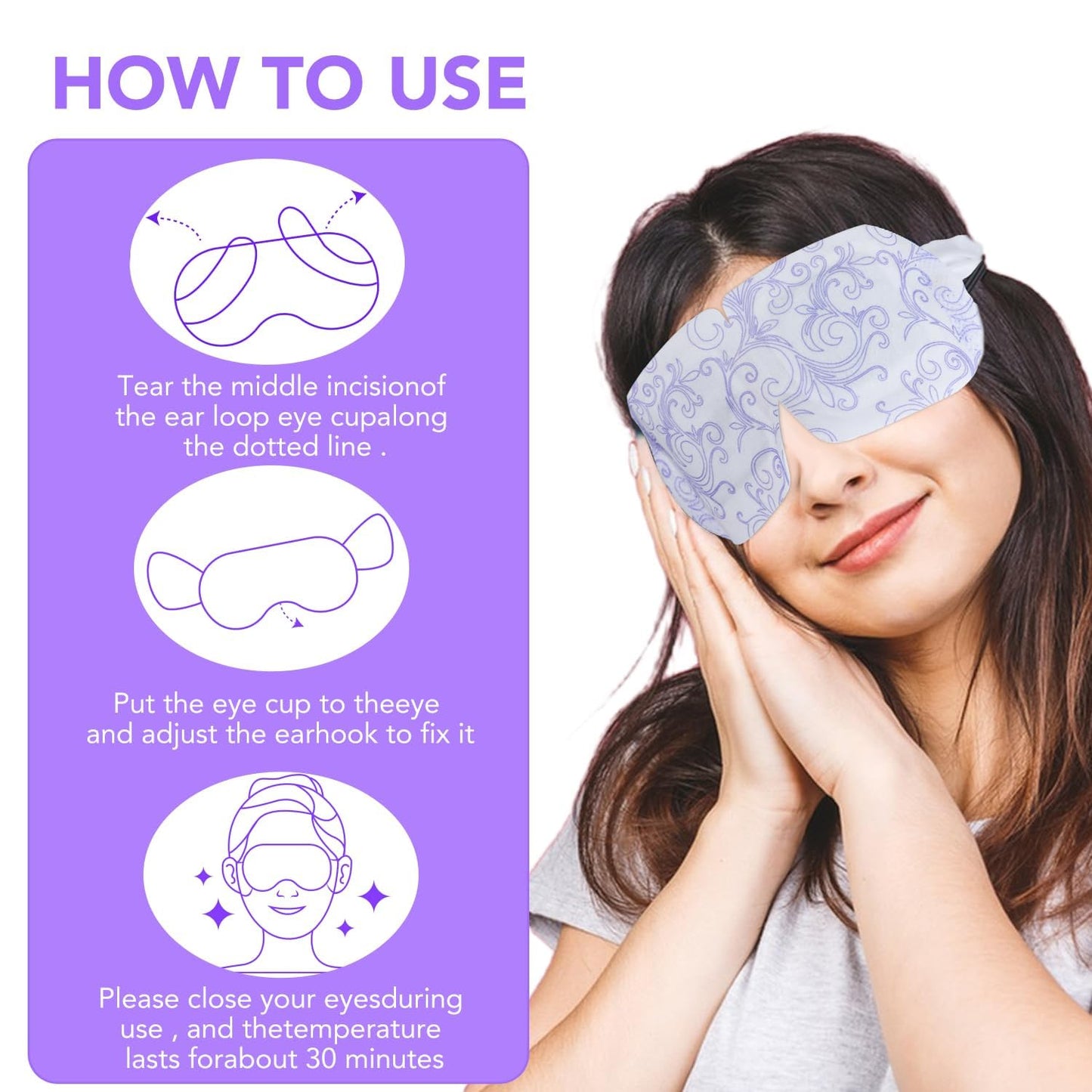 XPCARE Steam Eye Masks - 60 Pack Disposable Heated Eye Masks for Dry Eyes & Dark Circles | Lavender