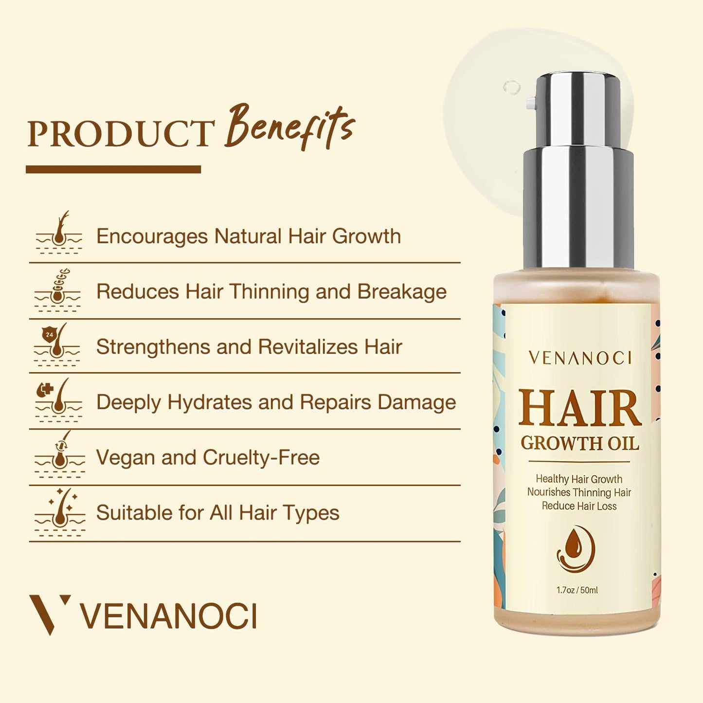 Hair Growth Oil - Natural Rosemary & Biotin Serum for Thinning Hair | Promotes Thicker, Fuller Hair for All Hair Types
