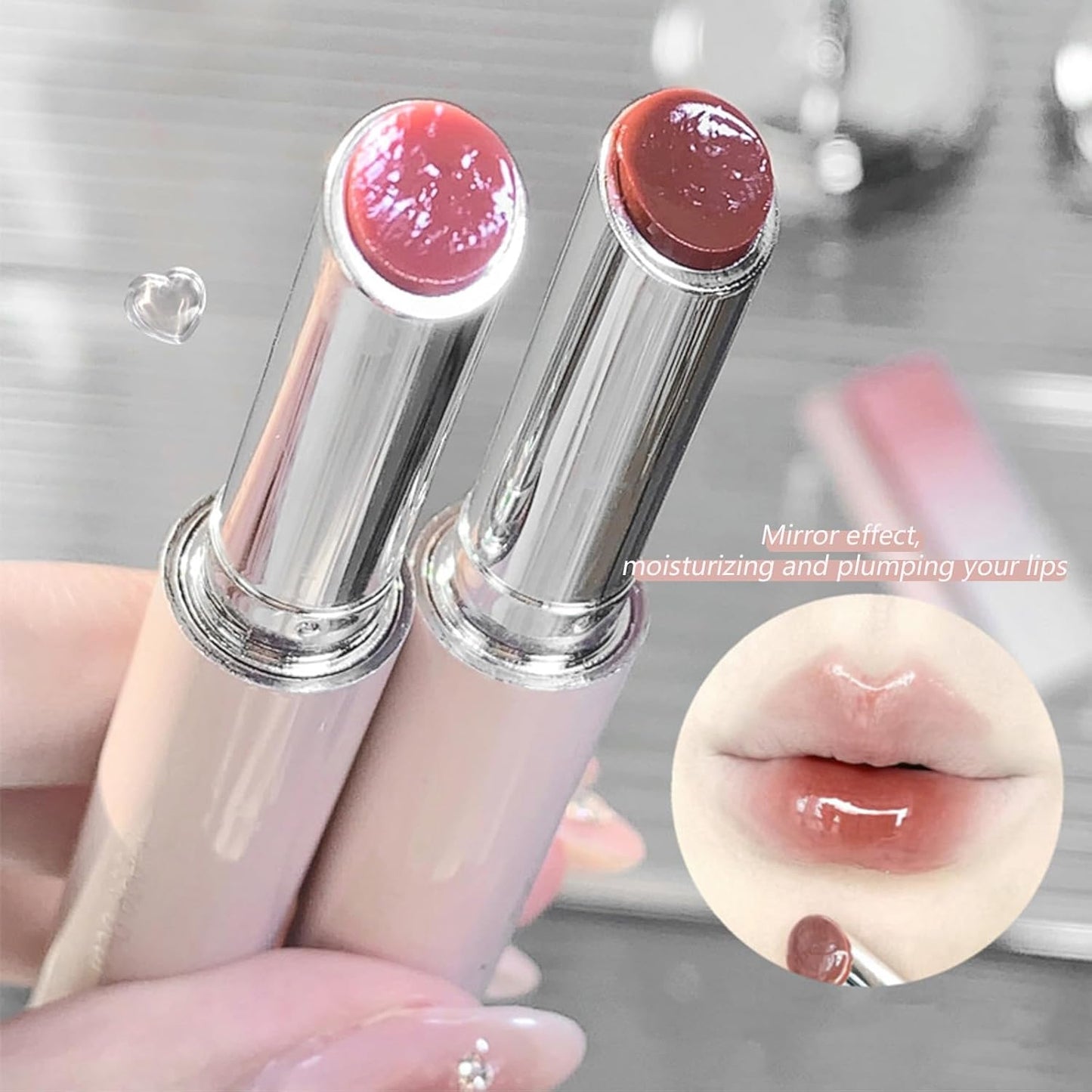Jelly Glossy Lipstick Set - 6 Hydrating Shades from Nude to Red | Long-Lasting Moisturizing Lip Balm