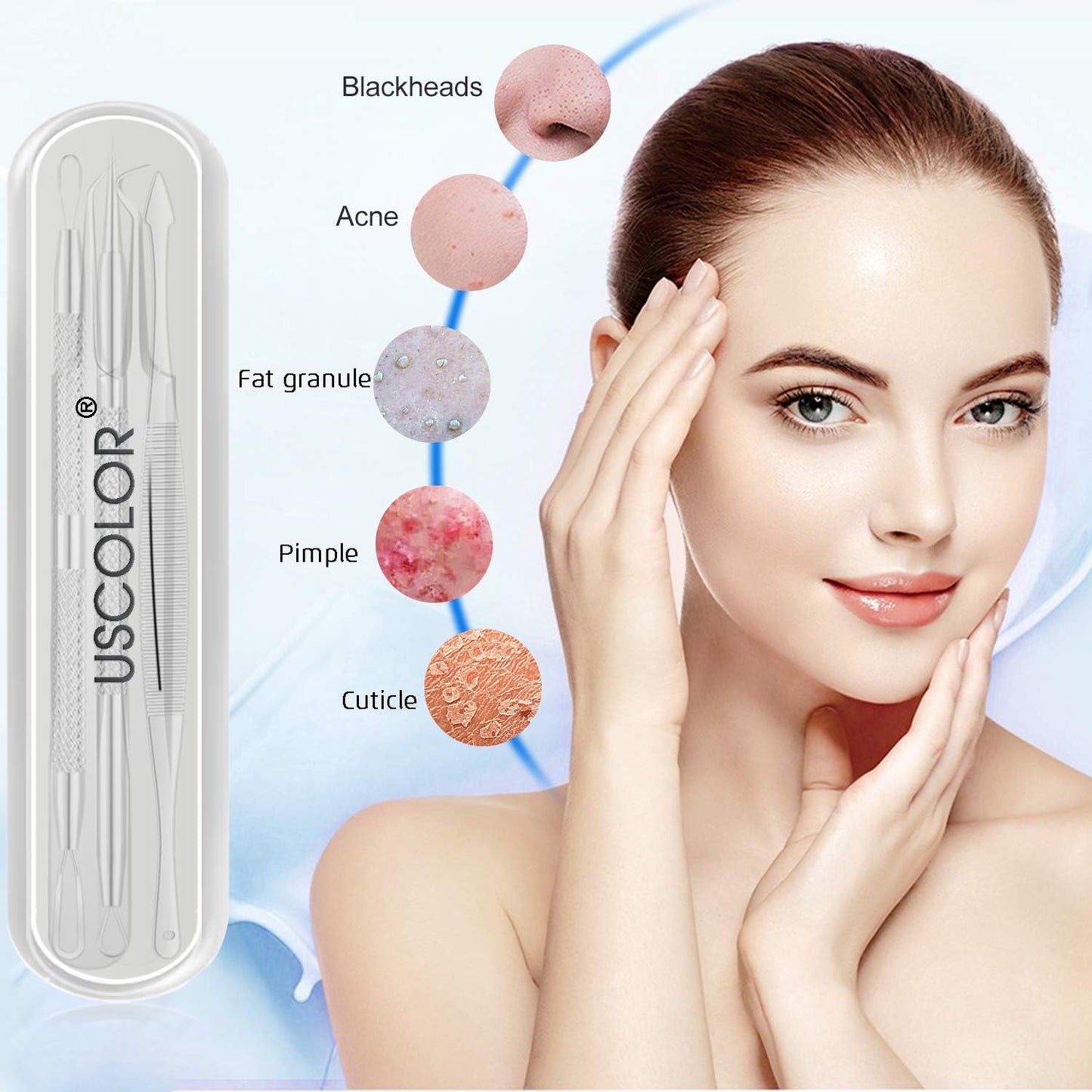 8PCS Blackhead Remover for Face, Pimple Popper Tool Kit, Comedone Pimple Extractor, Acne Whitehead Blemish Removal Kit, Professional Stainless Steel Clean Tools