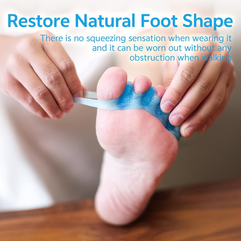 Silicone Toe Separators for Bunions & Foot Pain Relief - Gel Spacers for Yoga, Pedicure | 2 Pcs, Reusable, Flexible (Blue)