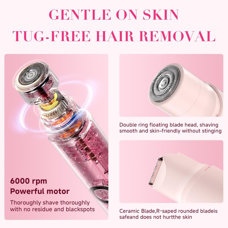 Bikini Trimmer for Women-Electric Razors for Women,Rechargeable Pubic Body Hair Trimmer,Waterproof Electric Shaver,Portable Lady Bikini Shaver for Legs, Body,Armpit, Facial, Gifts for Woman, Pink