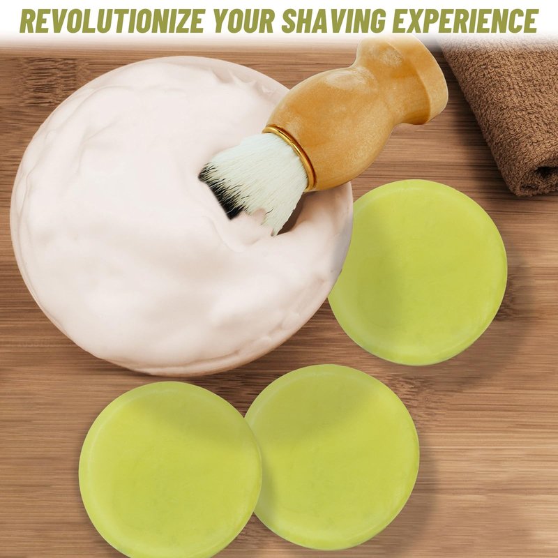 3Pack Shaving Soap for Men, Shaving Soaps Puck for Sensitive Skin, Unscented Shave Soap Bar, Rich Lasting Lather, Light Natural Scent