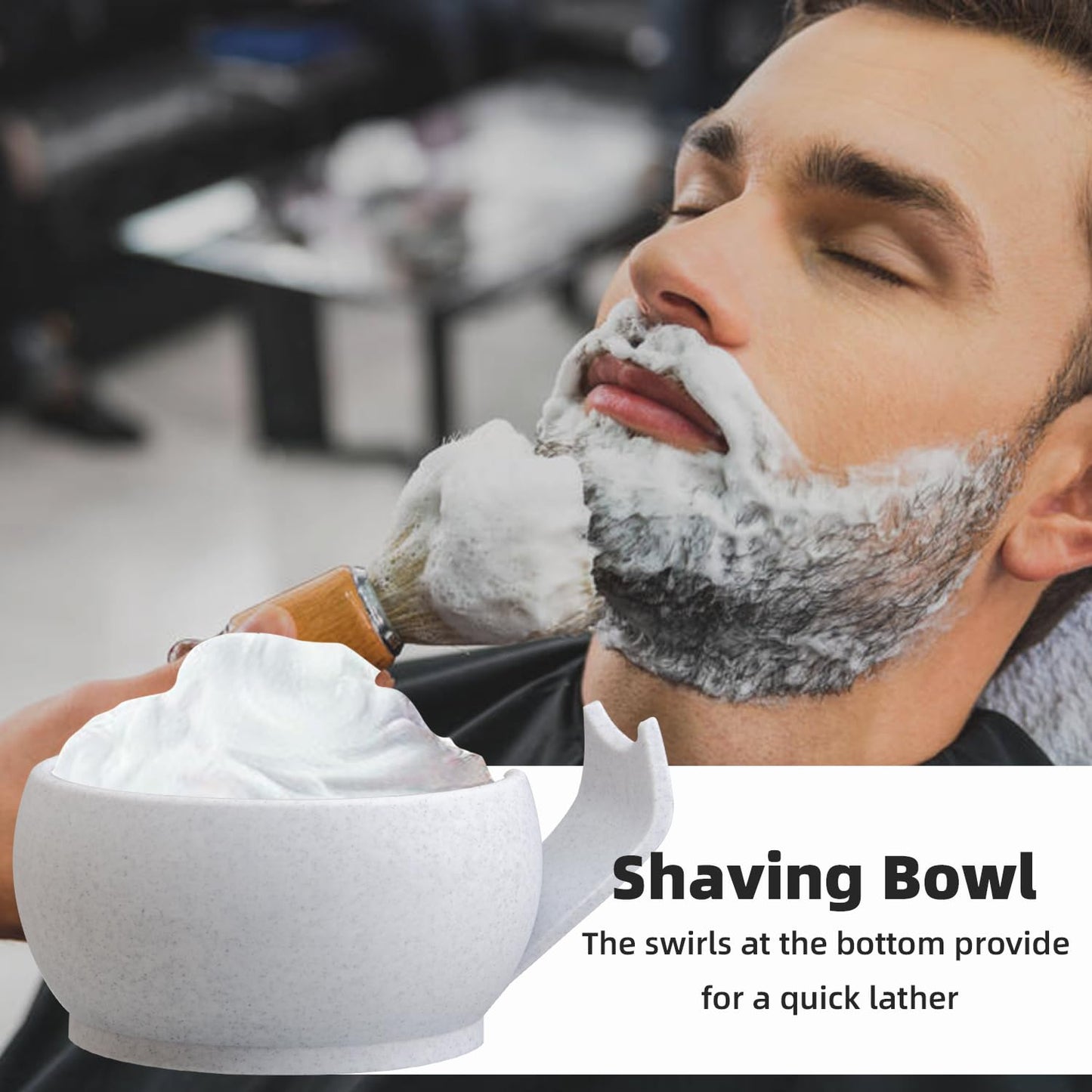 Grandslam Shaving Bowl with Ridges, Shaving Mug with Brush Stand, Shaving Soap Bowl for Shaving Cream and Soap, Durable & Holds Heat Longer, Rich & Thick Lather, Great for Traveling and Use at Home
