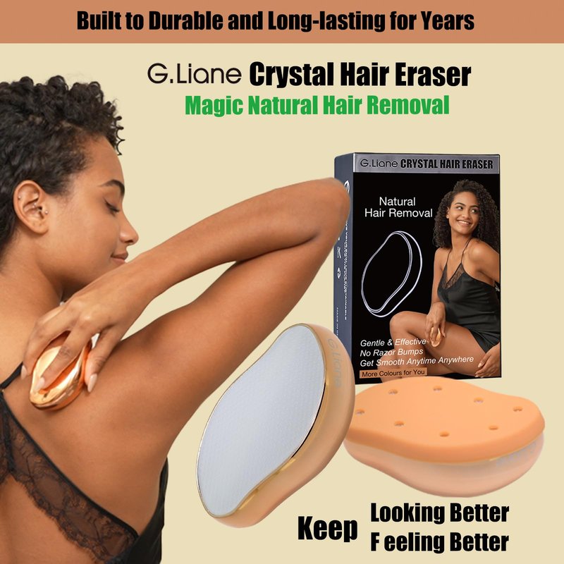 G.Liane Crystal Hair Eraser,Upgraded Painless Crystal Hair Remover,Effective Nano Glass Hair Removal Device and Skin Exfoliation,Body Epilator for Women and Men(Gold)