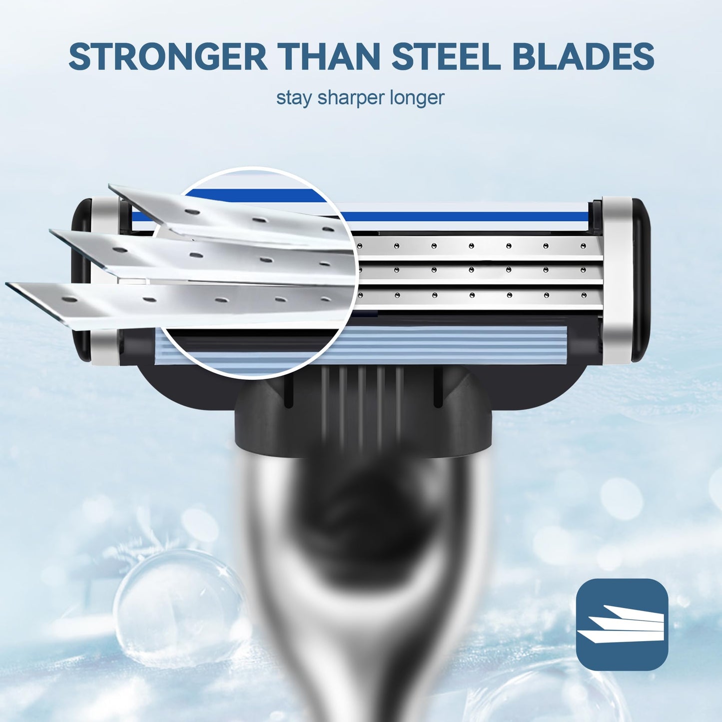 Razor Refills for Men, 24 Count 3-Blade Shaving Blades with Dual Lubrication, Compatible with Mach3 Razor Handles - Value Pack