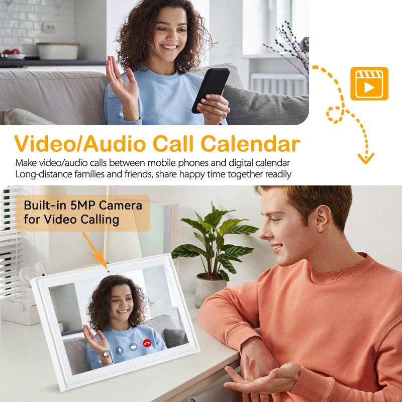 USIN 10.1" Smart Digital Calendar Wall Touch Screen, Wi-Fi Sync, Family Duty Chore Charts, Meal Planner, to Do List, Smart home organizer, No Subscription Fee, Built-in 5MP Camera for Video Calls, Interactive Electronic Digital Photo Frame, Desk stand & W