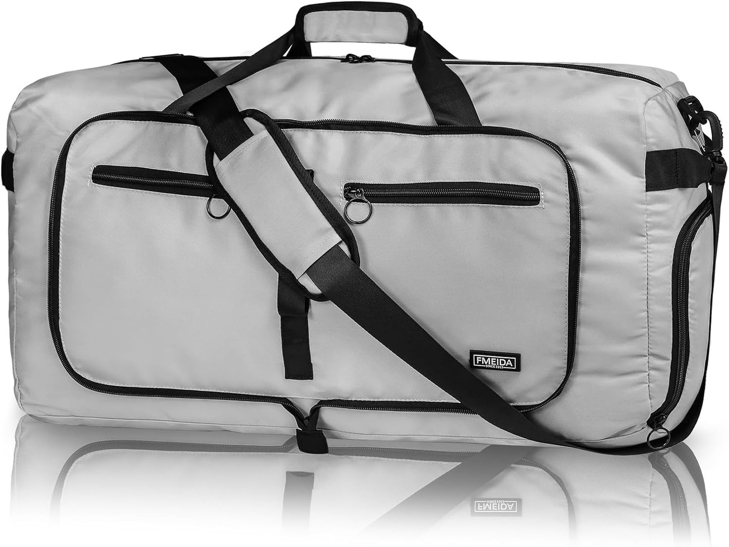 Duffle Bag 65L with Shoes Compartment - Foldable Travel Bag for Men & Women | Water-Repellent & Tear-Resistant (Black)