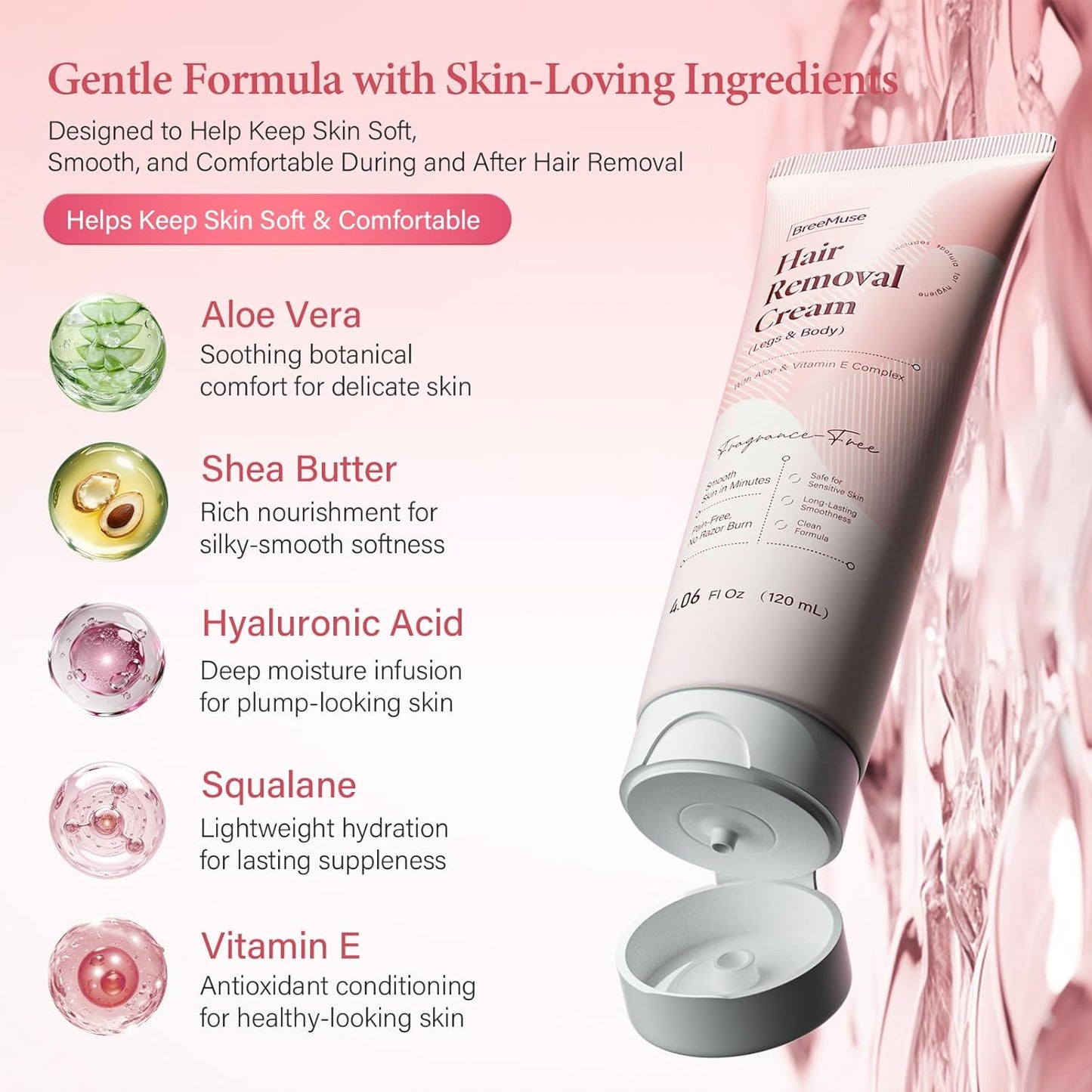 Hair Removal Cream - Painless Depilatory Cream for Sensitive Skin | Fast 5-10 Minute Formula for Legs, Bikini Line & Underarms