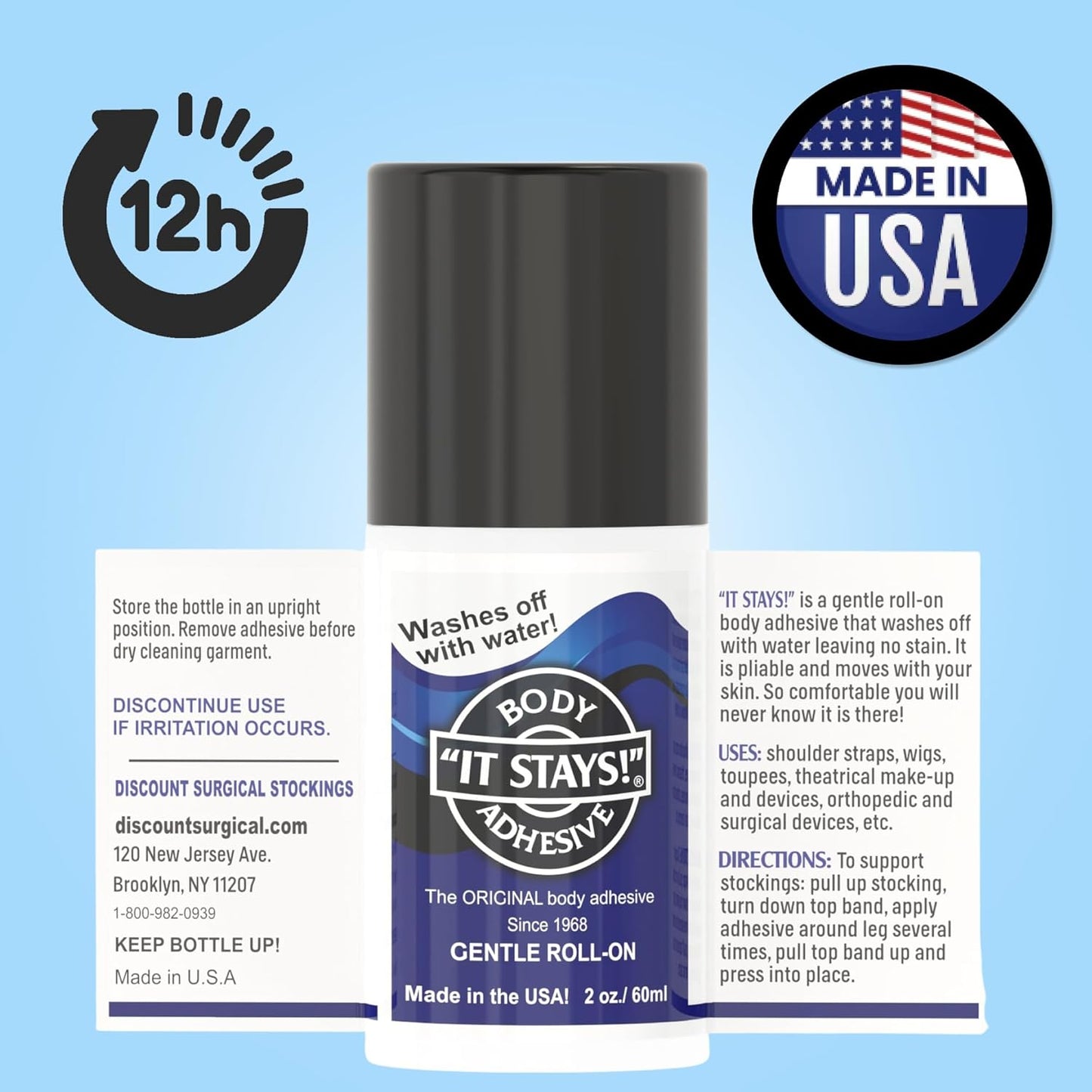 Compression Socks - Mojo Body Adhesive Roll-On for Dancers | 2 fl oz Butt Glue for Wigs, Costumes, Clothing