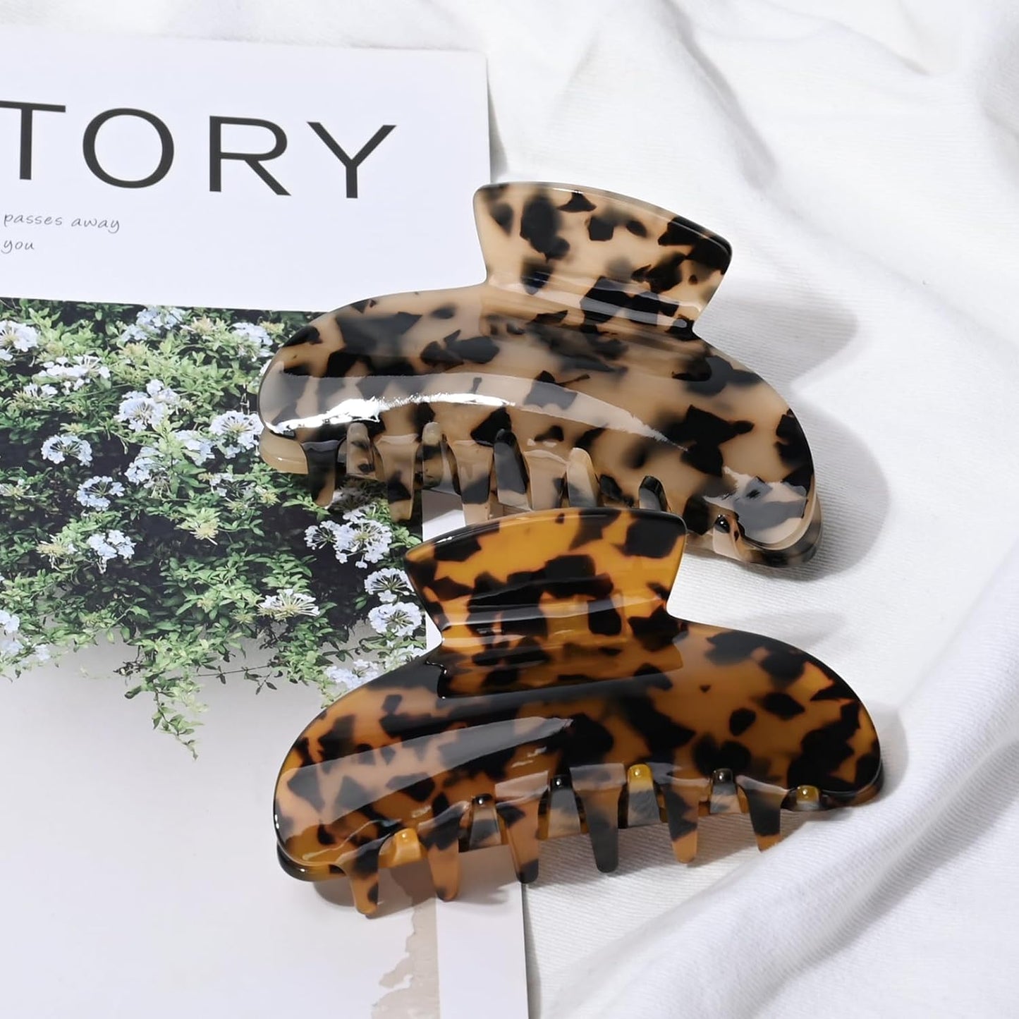 Hair Claw Banana Clips - Tortoise & Leopard Print Celluloid Barrettes | Large Fashion Accessories for Women