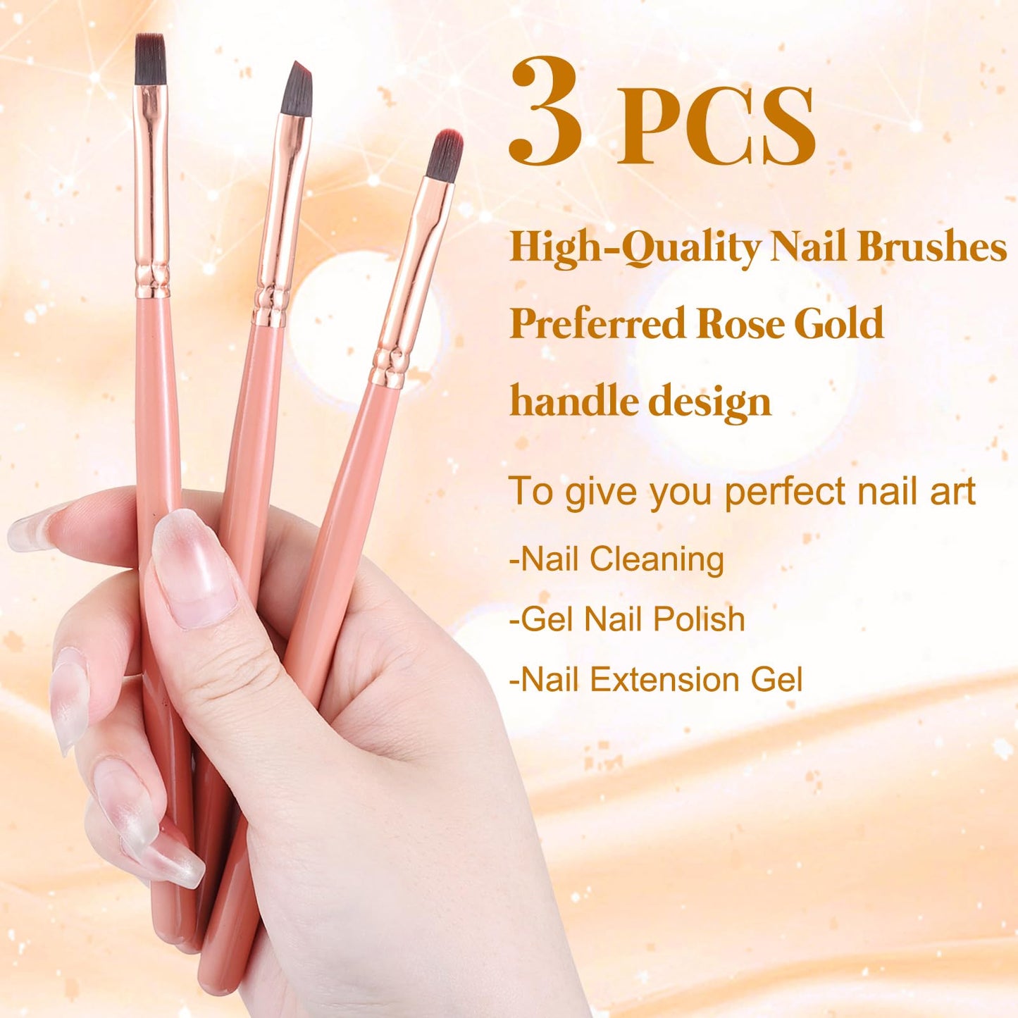 INENK Nail Art Clean Up Brushes,Nail Brushes for Cleaning Polish Mistakes on the Cuticles, Acetone Resistant Nail Brush, Fingernail Cleaning Brushes for Nail Art and Designs (Pink)