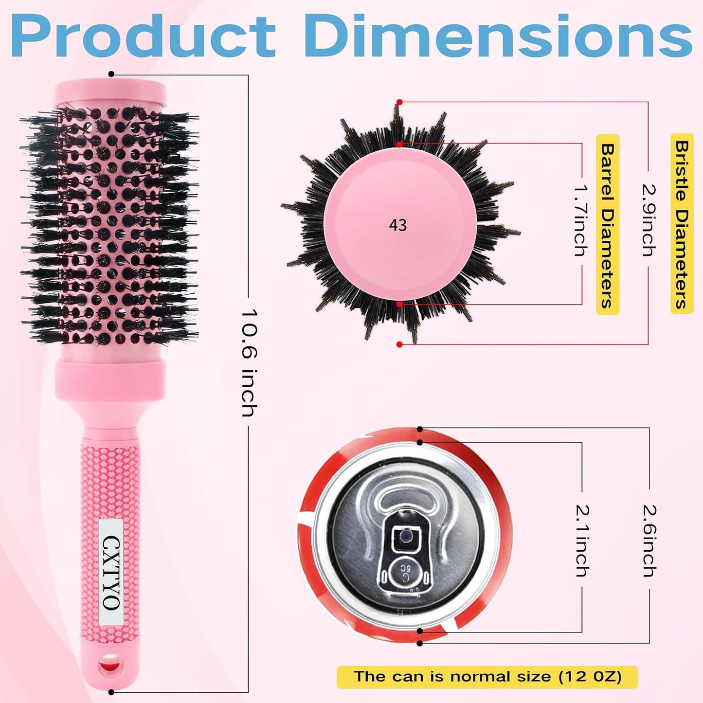 Medium Round Hair Brush - Nano Thermal Ceramic & Ionic Tech for Blowouts, Curling & Straightening | 2.9 Inch Barrel
