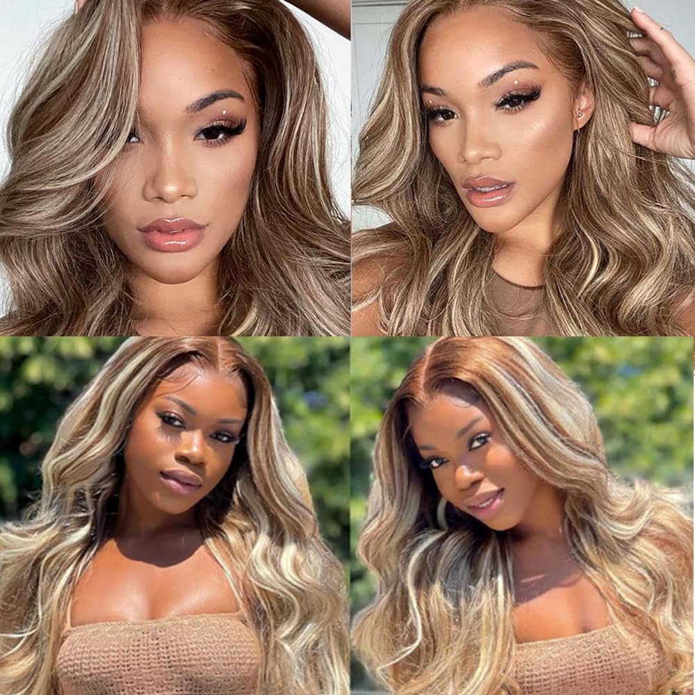 Highlight Body Wave Bundles Ombre Human Hair 3 Bundles 26 28 30 Inch Peruvian Virgin Hair Two Tone Color #4 Mixed With 613 Blonde Hair Weave
