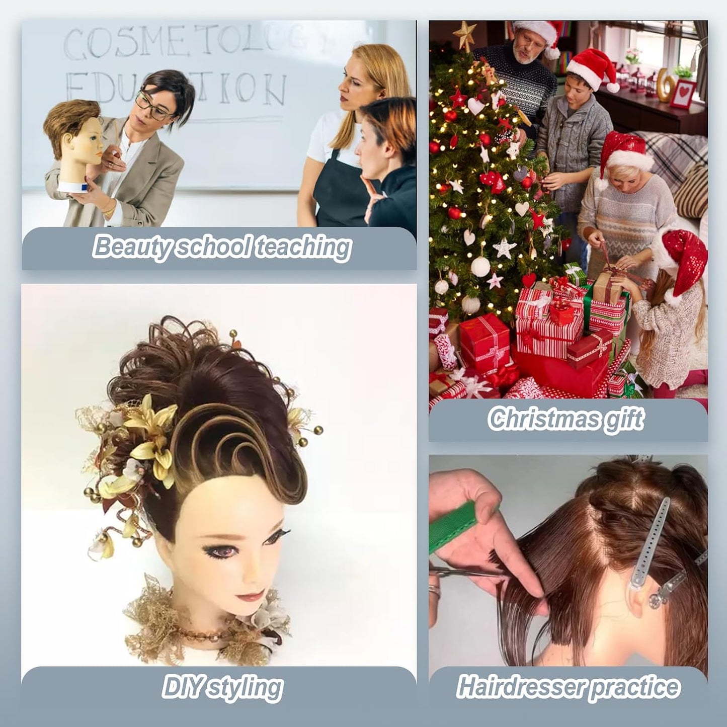 Mannequin Head - 80% Real Human Hair for Hairdresser Practice | Cutting, Braiding & Styling Tools Included