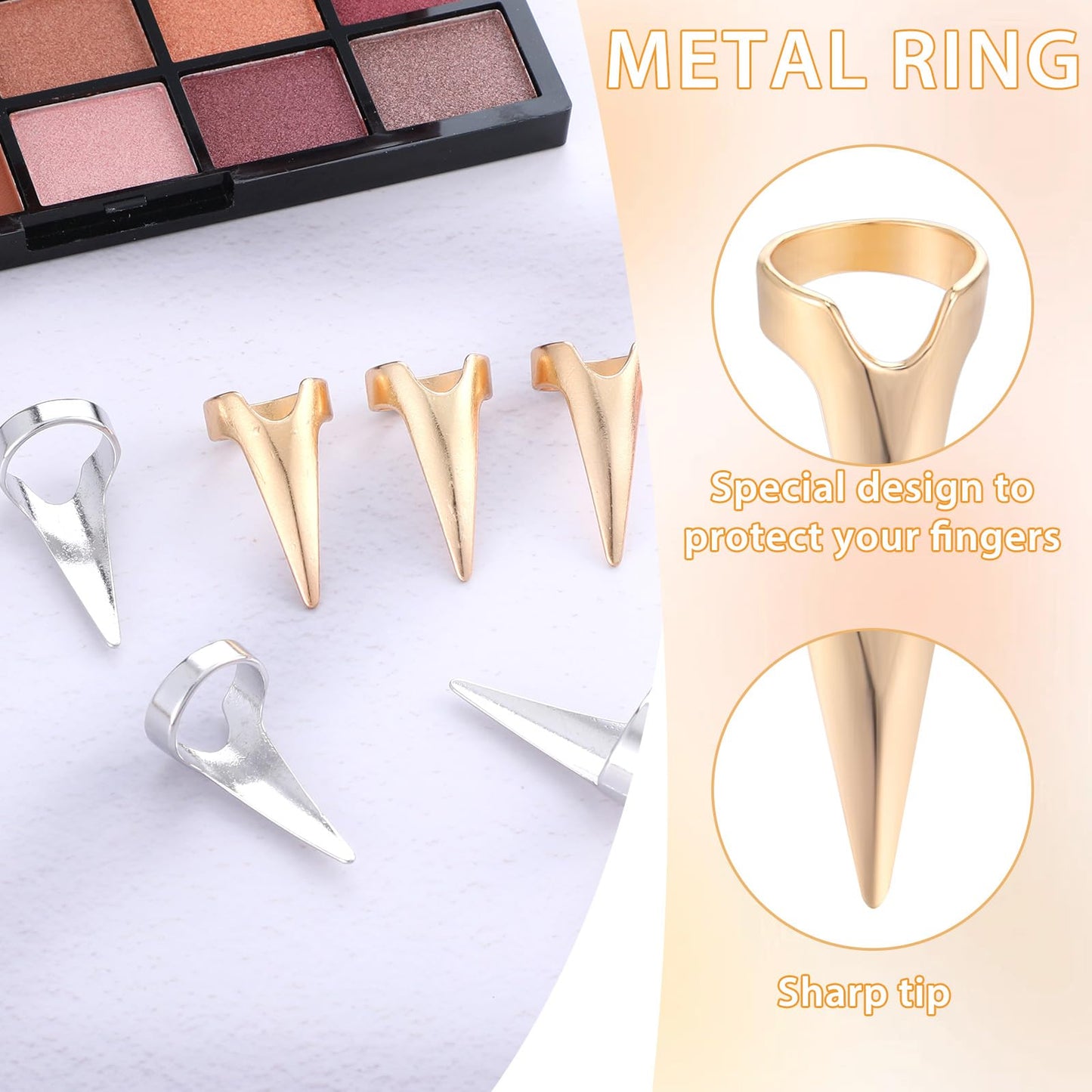 SULIKJHUI 10 Pcs Finger Sectioning Tool for Hair, Stainless Steel Stitch Braid Tool for Braiding Curling Extension, Hair Parting Rings (Gold & Silver)
