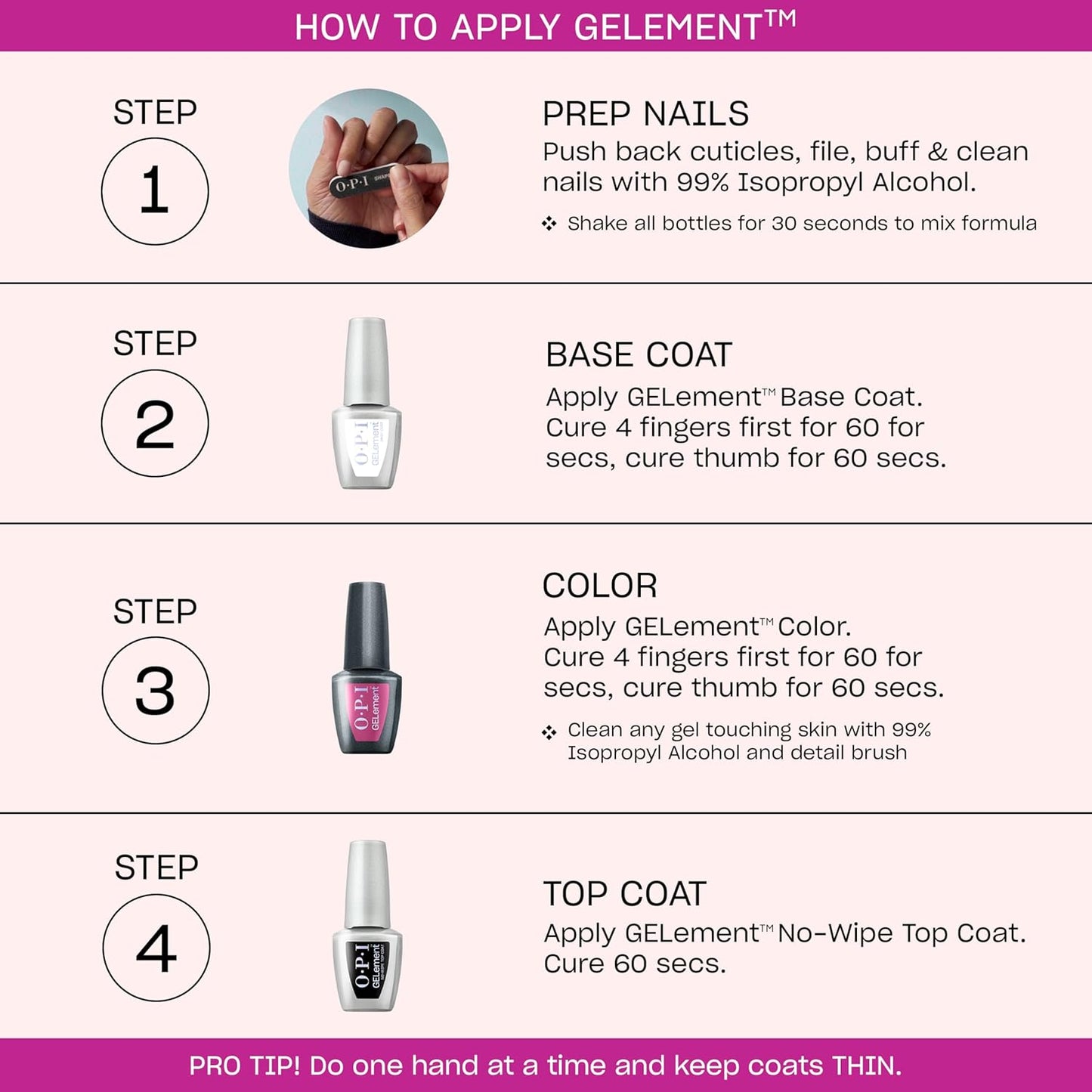 OPI GELement Gel Nail Polish System - DIY Salon Quality Kit with LED Lamp, Base & Top Coat | Assorted Colors