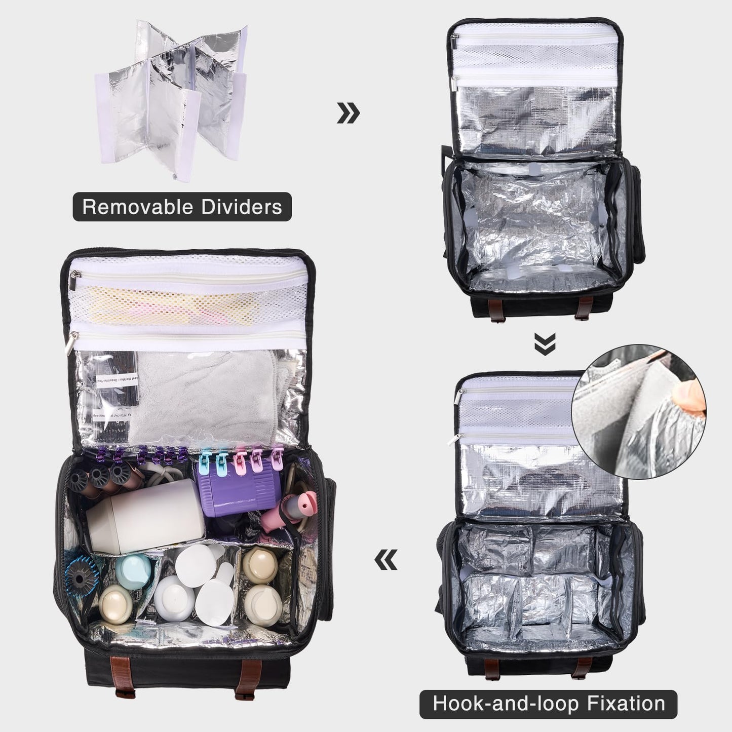 Hautton Traveling Barber Bag, Large Capacity Travel Hairdresser Case with Shoulder Strap Hairstylist Cosmetology Backpack for Hair Cutting Tools Barber Essential Supplies -Black