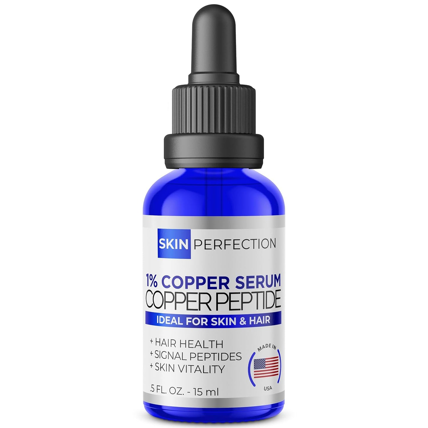 1% GHK-Cu Copper Peptide Serum - Vegan Face & Neck Treatment | 0.5 fl oz