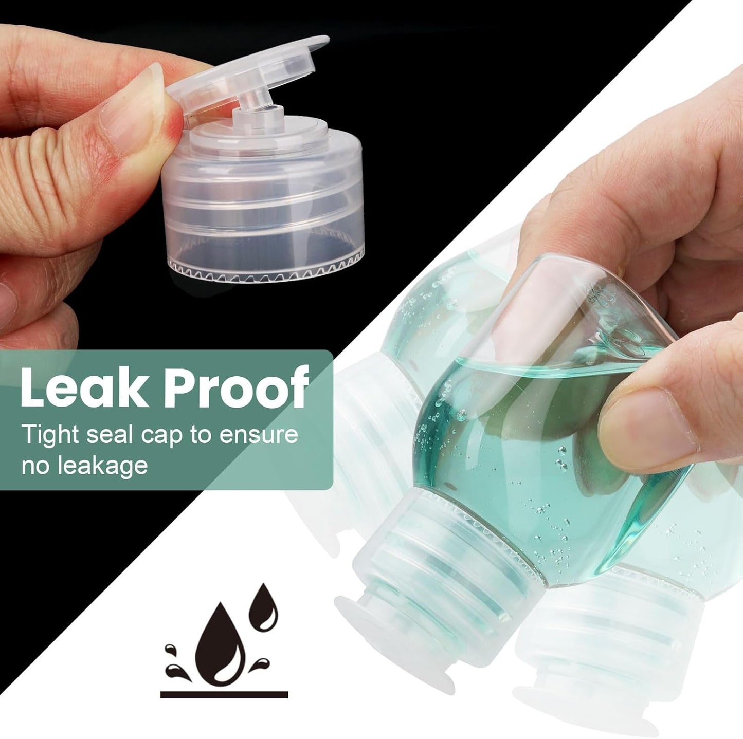Travel Bottles for Toiletries - 6 Pack 2oz Leak Proof TSA Approved Squeeze Containers | Clear Wide Mouth for Shampoo & Conditioner