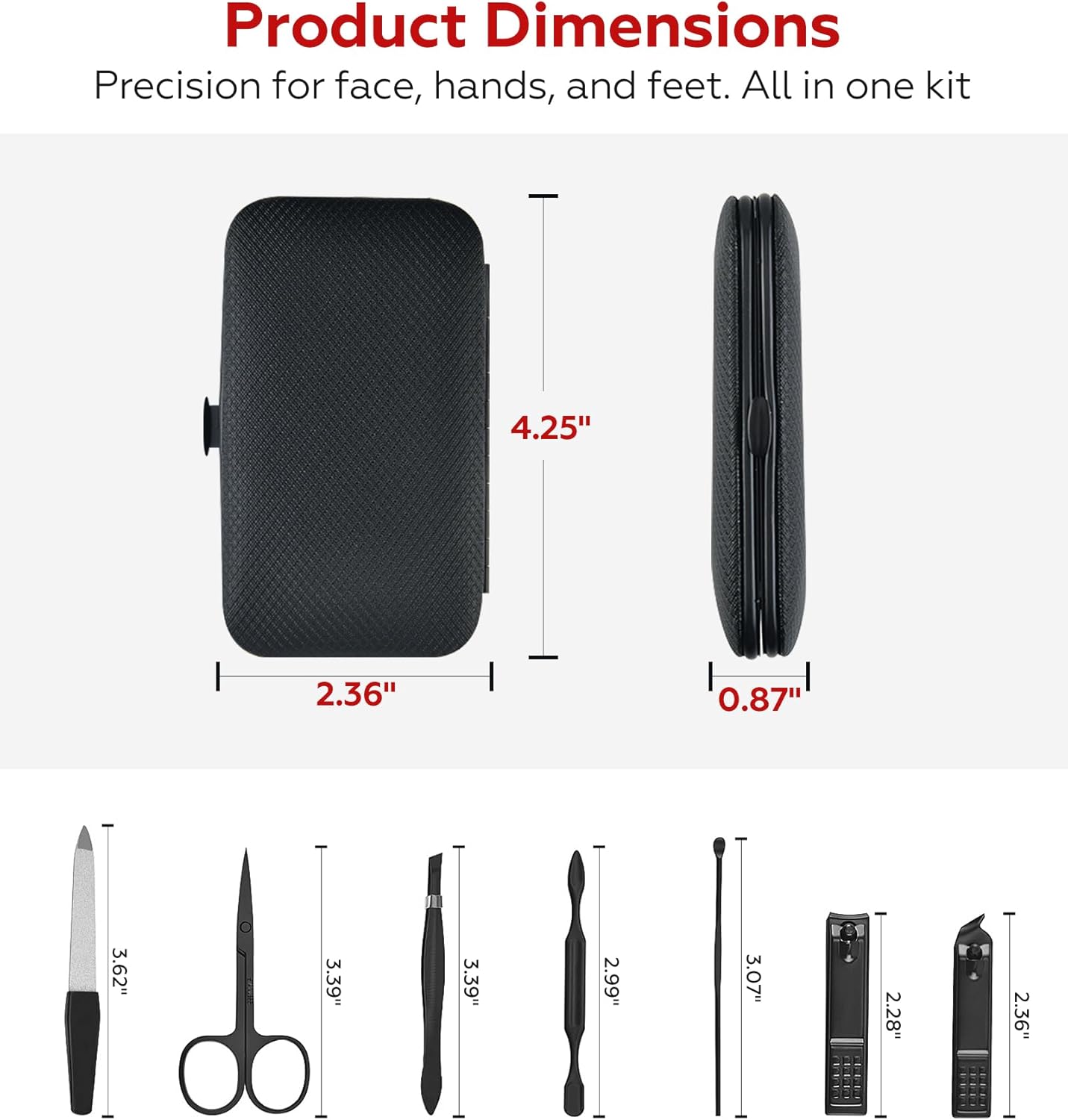 Manicure Set Grooming Kit - Nail Clippers with Travel Case | Perfect Father's Day Gift for Dad