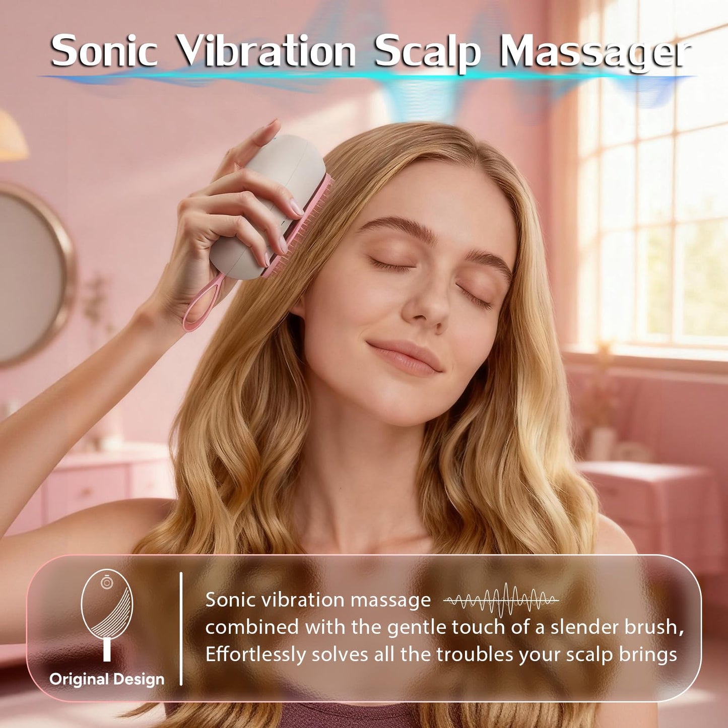 Chmilis Scalp Massager Hair Growth - Electric Head Massager Brush - Unique Birthday Gifts for Women - Sonic Vibration Comb for Stimulating Follicles - Relax Scalp Stress for Mom - Pink