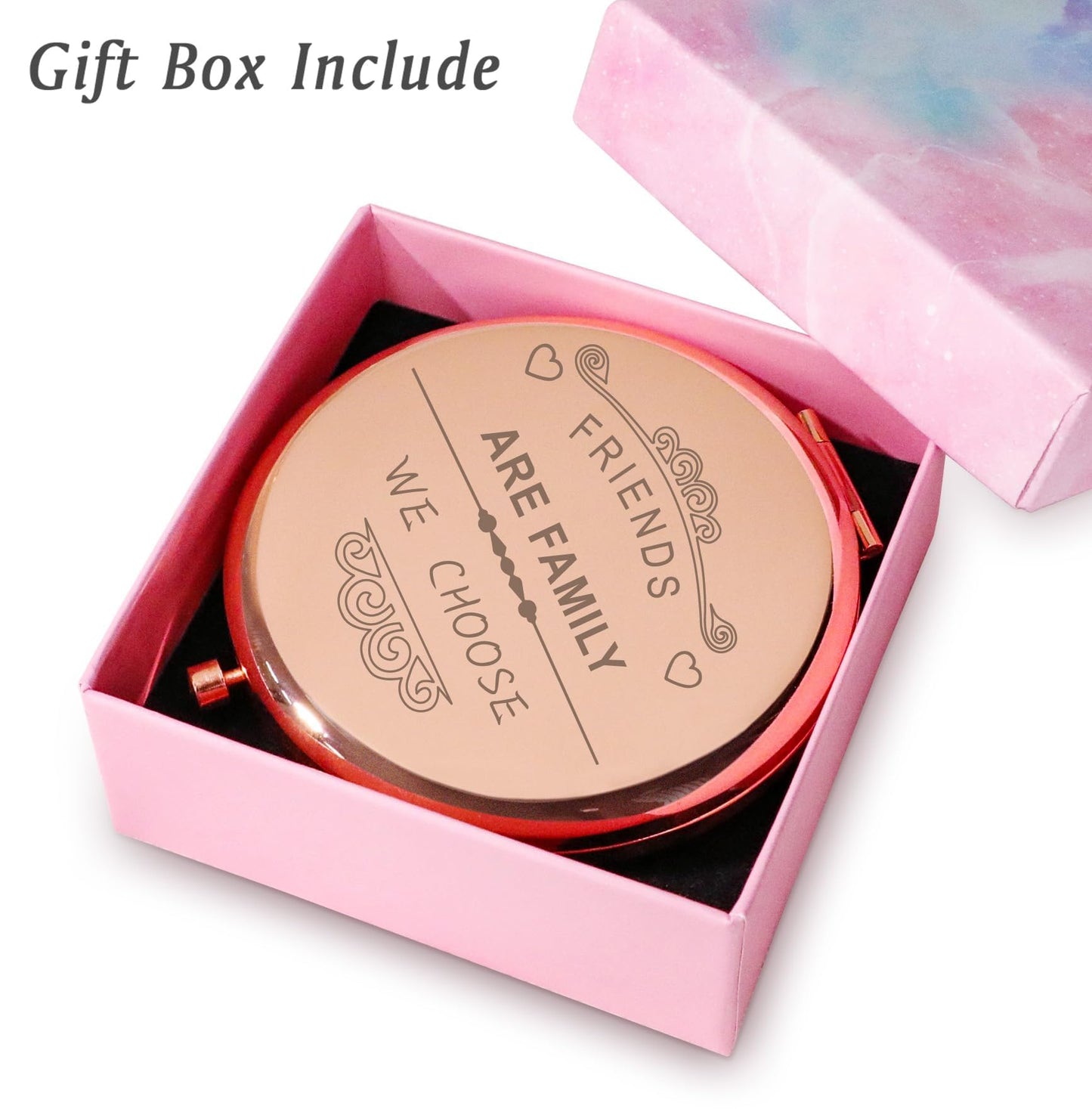 Daricano Friendship Gifts for Women Girls, Personalized Gifts for Friends BBF Bestie, Custom Compact Mirror for Birthday, Mothers Day, Graduation, Basket Stuffers
