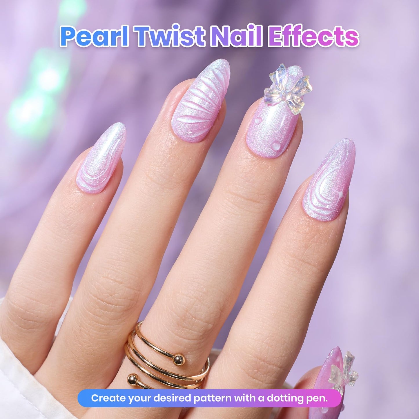 Beetles Spring Gel Polish Set - Stay Shining Pearly Swirl Shade Set, 6 Colors Mermaid Nail Swirl Shell Thread Effect Polish Soak Off Uv Gel Polish DIY Salon-Quality at Home Gift for Women