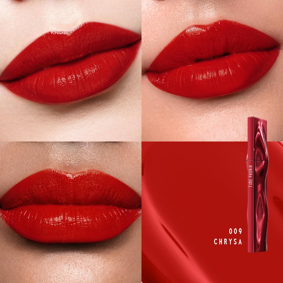 TIMEPHORIA Aion Superstain Lip Stain Tattoo Ink, Long Lasting Semi-gloss Finish, Full Coverage Lip Tint with High Pigments, Hydrating Watery Gel Deep Tomato Red Lip Color for Vibrant Stain 009 Chrysa