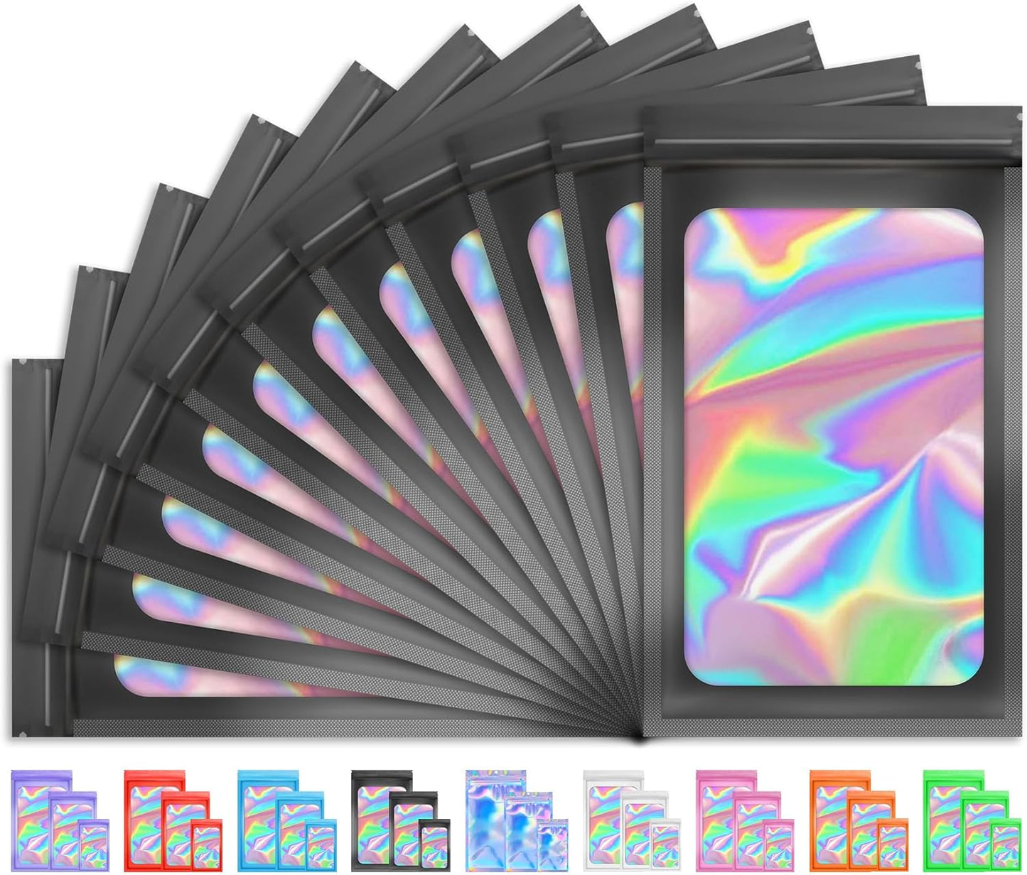 Holographic Smell Proof Bags - 100 PCS Resealable Mylar Gift Bags for Food & Jewelry | 3x5 Inch