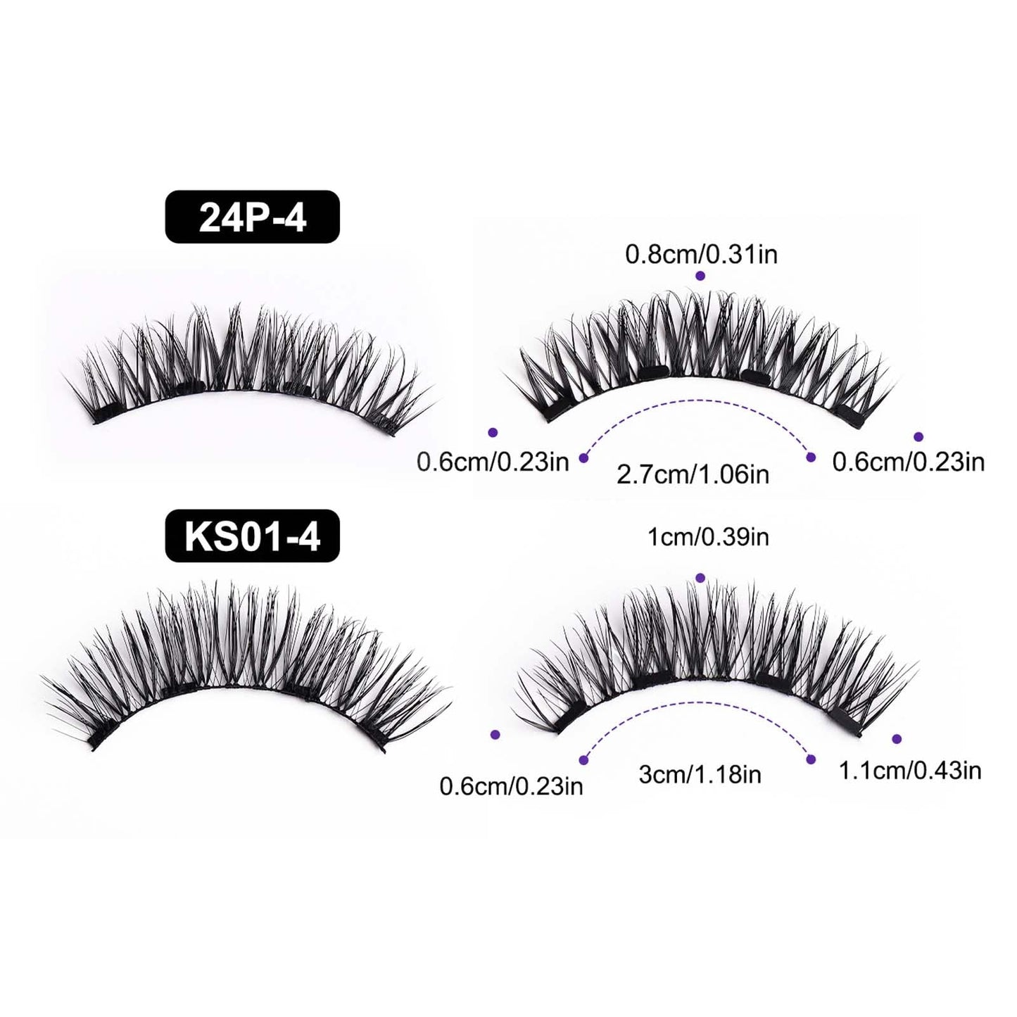 Magnetic Eyelashes Kit with Applicator 2 Pairs, No Glue Needed Reusable Fake Lashes Easy to Apply, Natural Looking False Eyelashes for Women, Style B