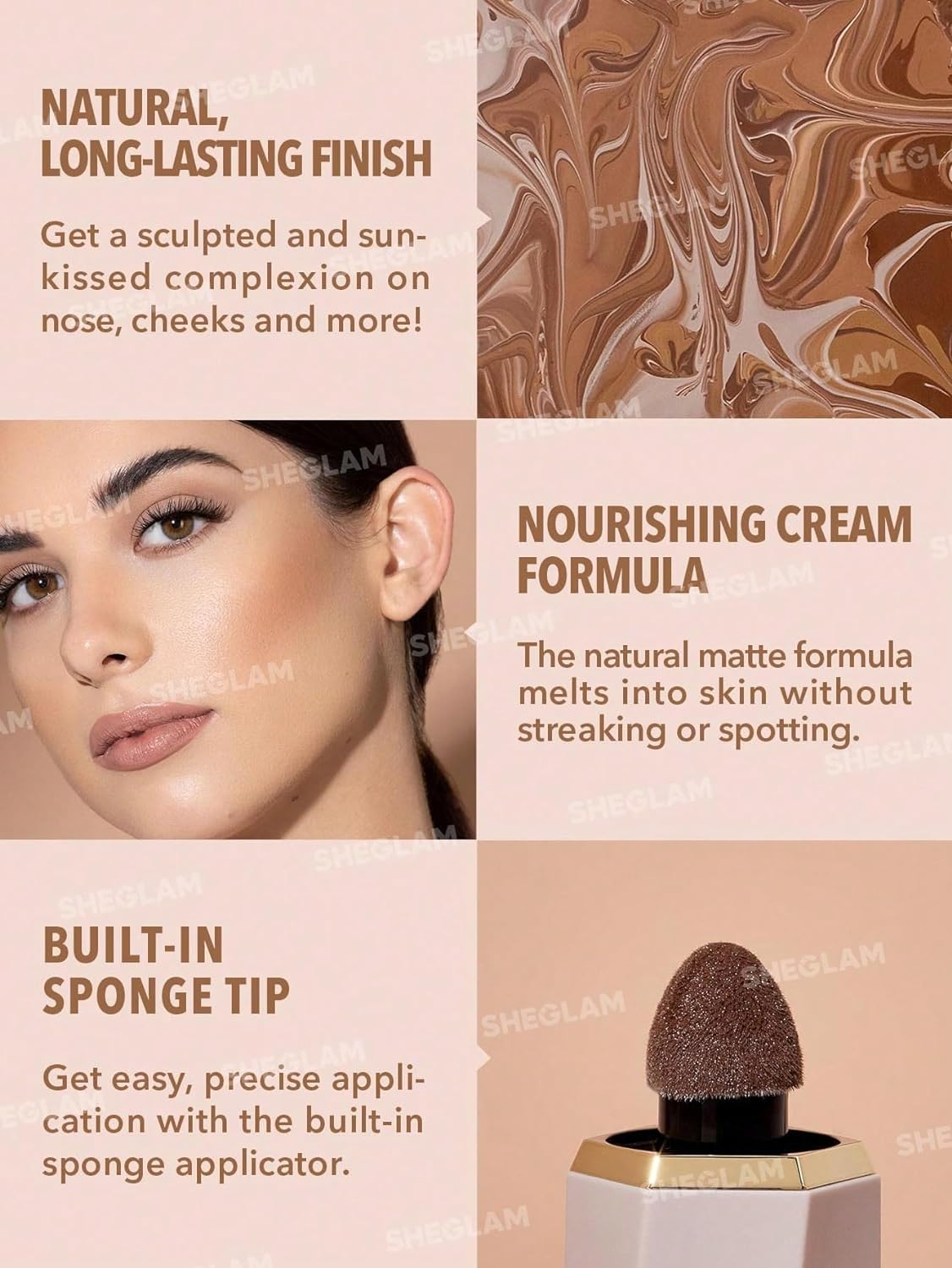 Sun Sculpt Liquid Contour Stick - Long Lasting Cream Bronzer Makeup | Cool Toned Soft Tan