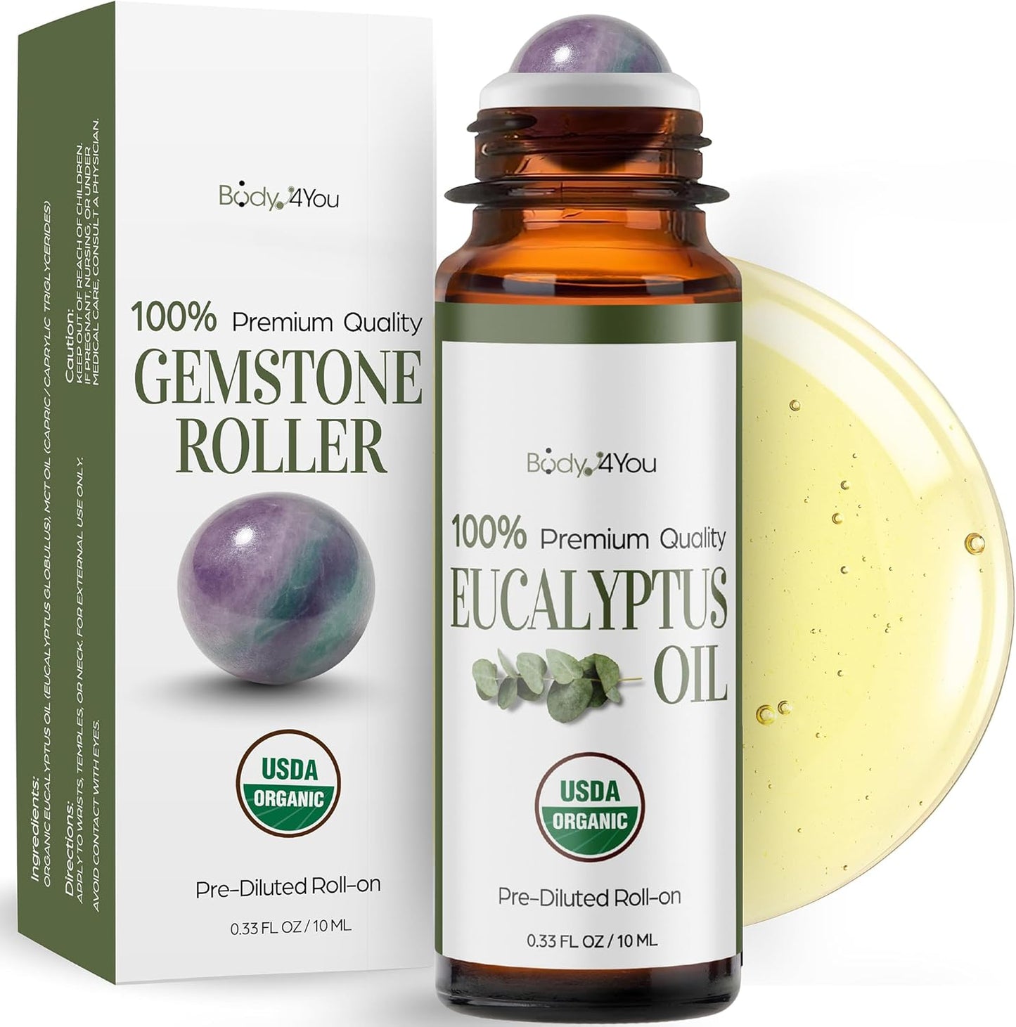 Castor Oil & Frankincense Essential Oil Roll-On | 100% Pure Organic Serum for Dark Circles & Fine Lines - 10ml Travel Size