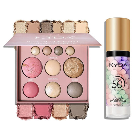 Baked Makeup Kit - Full Size Palette & Color Correcting Primer | All-In-One Face Makeup Set for Women