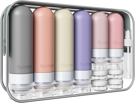 Travel Bottles for Toiletries - TSA Approved Leak Proof Silicone Containers | 20 Pack, Dusty Pink