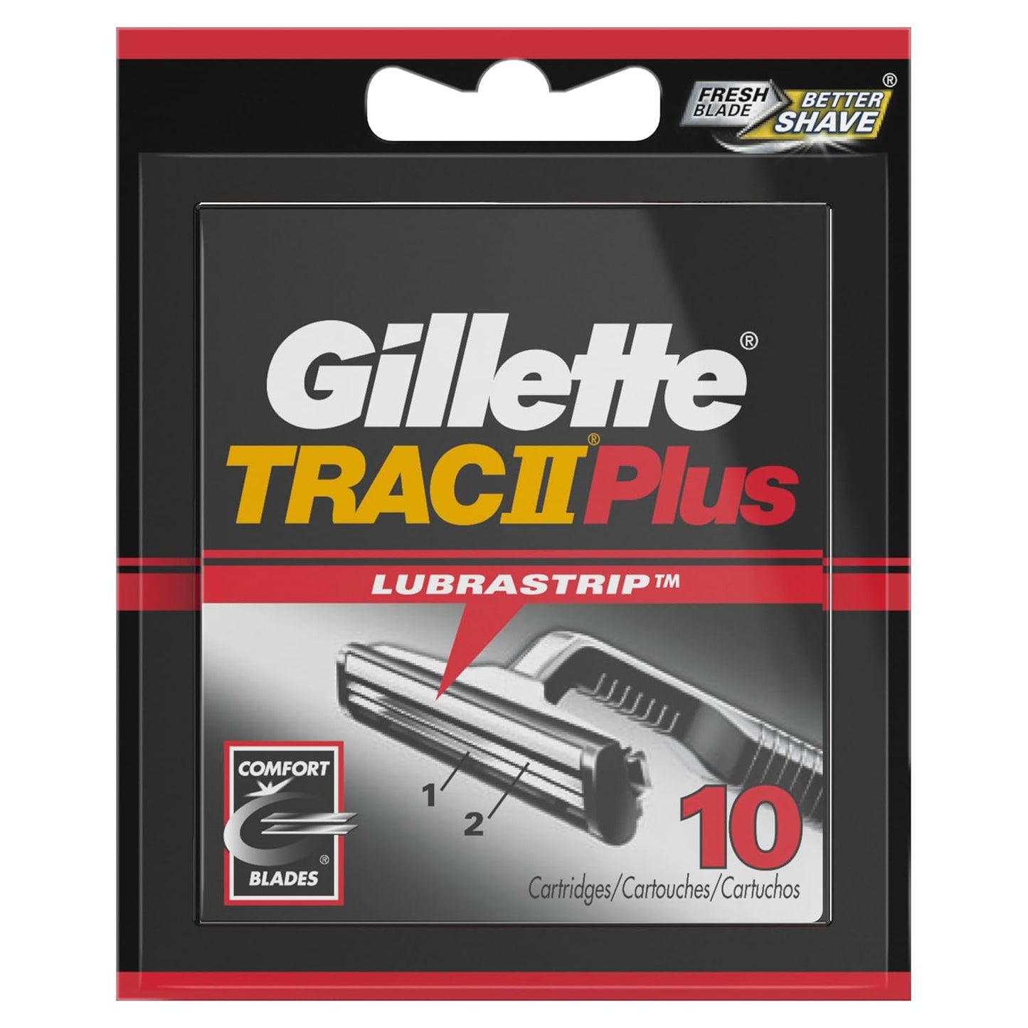 Gillette TRAC II Plus Razor Blade Refills - 10 Count for a Close, Comfortable Shave