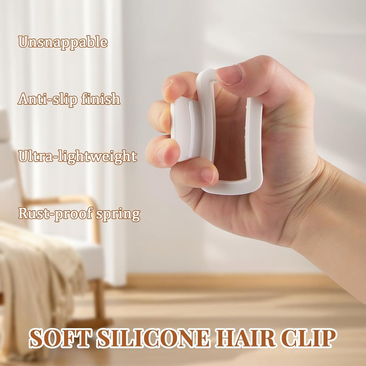 Small Square Silicone Hair Claw Clips - 5-Pack Mini Cloud Non-Slip Clamps for Women & Teens | 2.5 Inch, 5 Colors