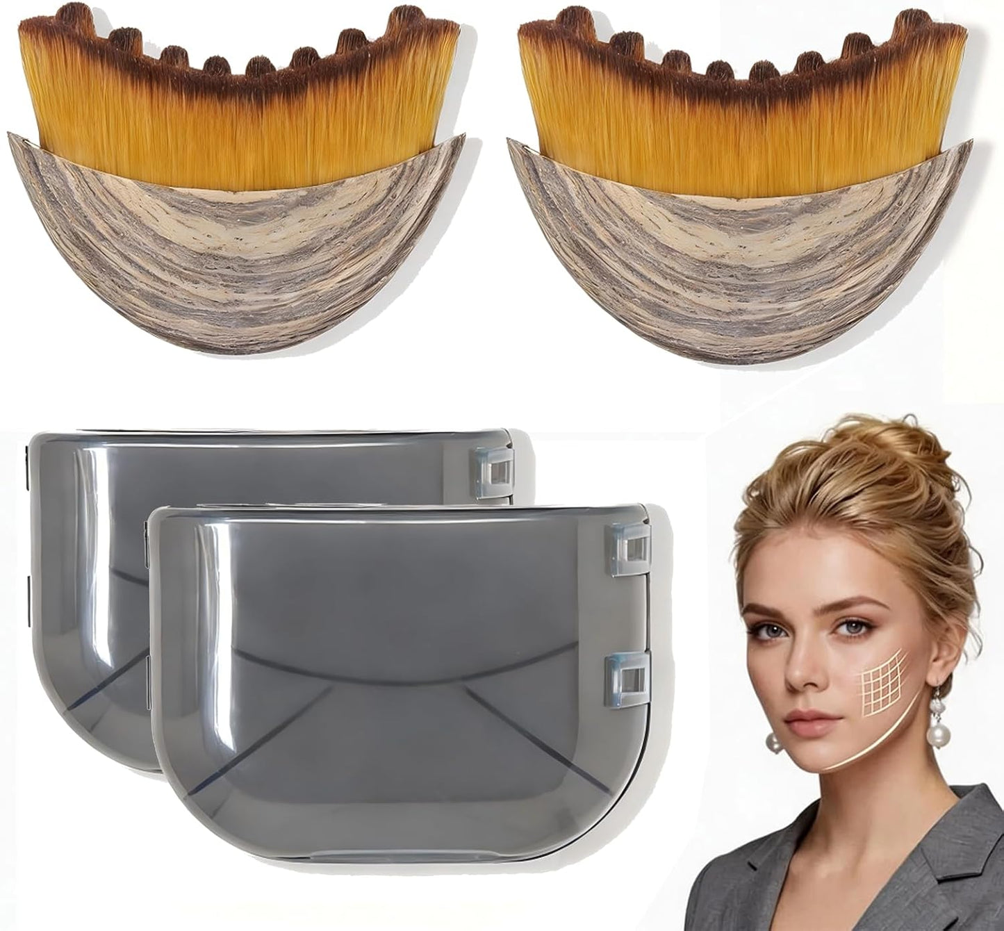 Lymphatic Contour Face Brush Set - Dry Brushing Massager for Drainage & Jawline Sculpting | Ergonomic Design (2PCS)