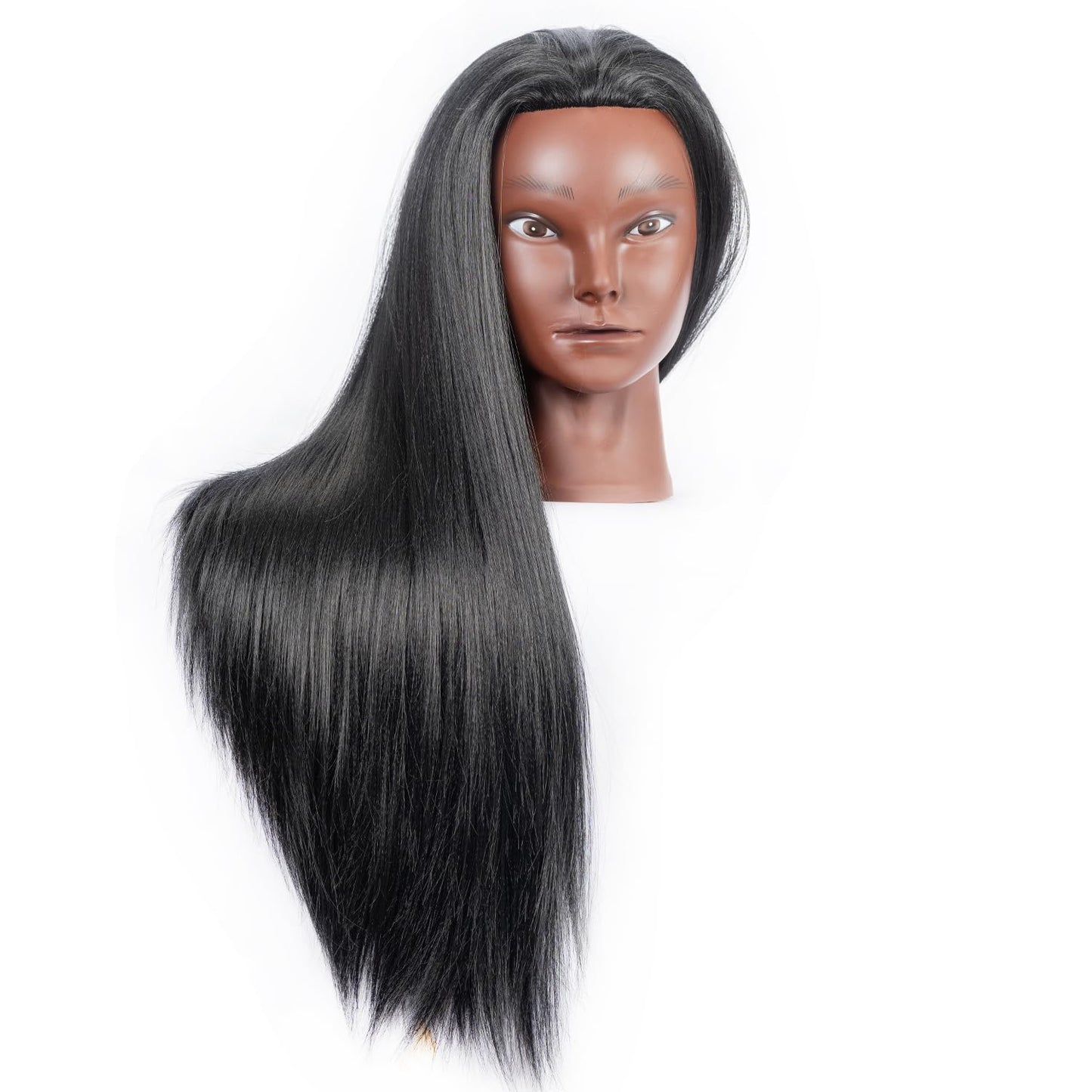 Mannequin Head for Hair Styling | Cosmetology Training Doll Head with Clamp Holder - Black