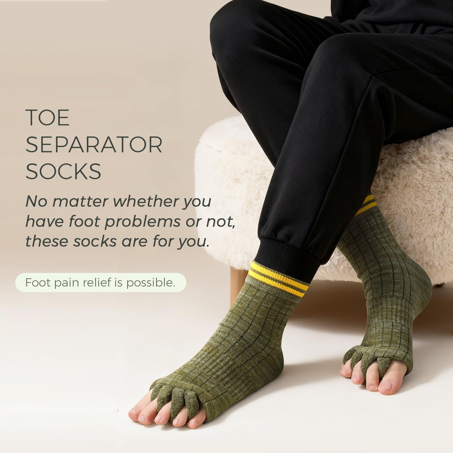 burning barefoot Toe Separator Socks,Foot Alignment Sock for Health Care, Pain Relief, Bunion Corrector, Breathable Toe Socks