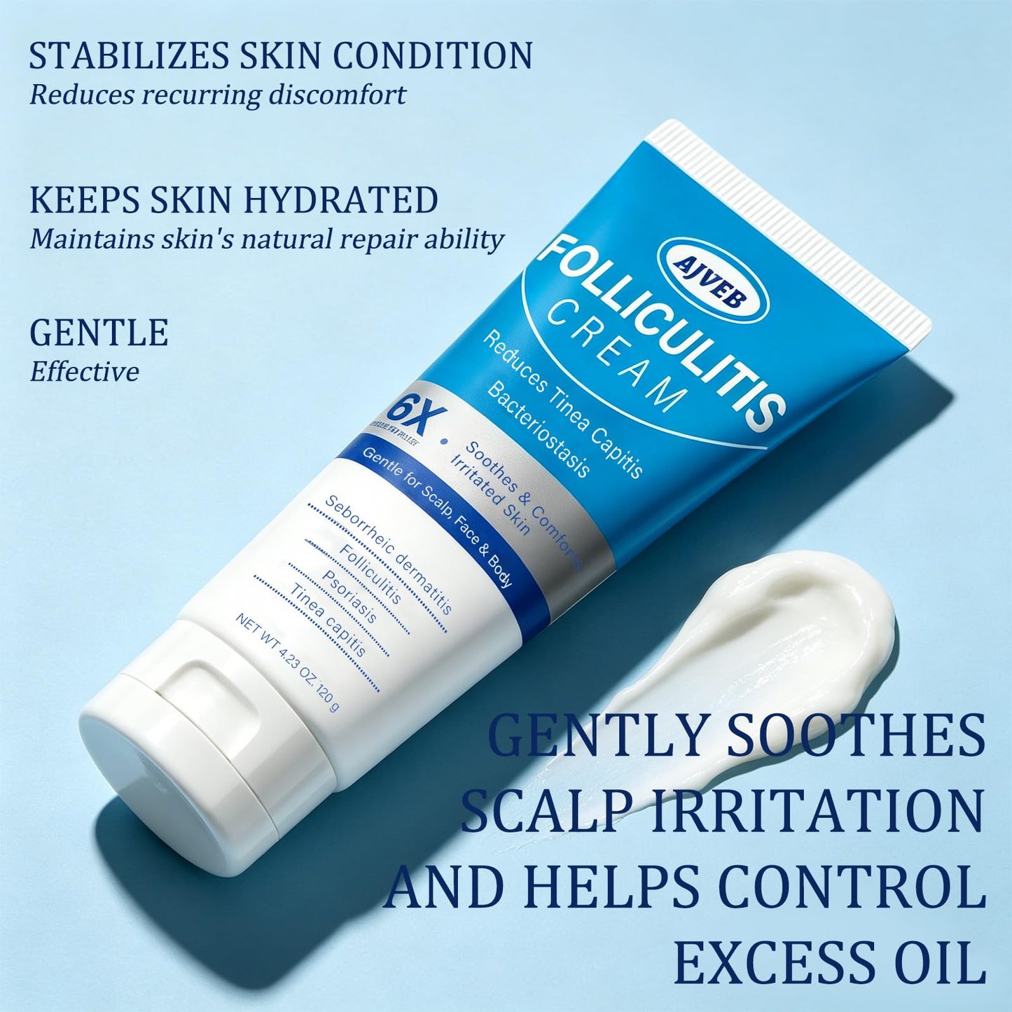 Folliculitis Care Cream – Multi-Use Ointment for Scalp, Face, Body & Buttocks – Targets Bumps, Razor Burn & Scalp Scabs – Non-Greasy Formula for Sensitive Skin (1)