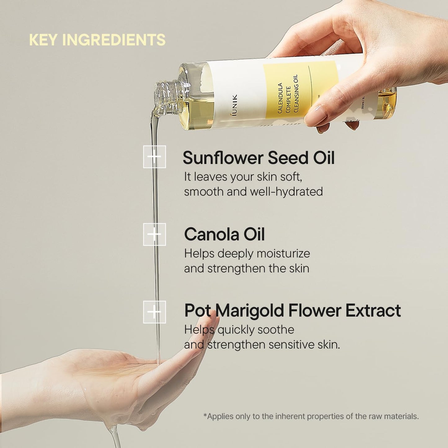 IUNIK Calendula Complete Cleansing Oil | Vegan Jojoba Oil Cleanser for Blackhead Care & Makeup Removal - 200ml / 6.7 fl oz
