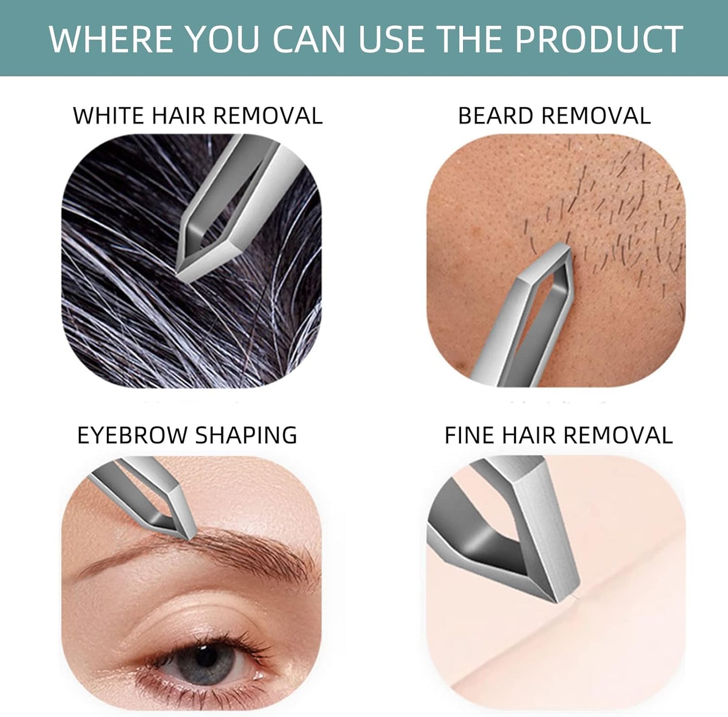 Beard Tweezers - Stainless Steel Precision Tool for Fine Hair Removal | 5mm Tip, Clear Box