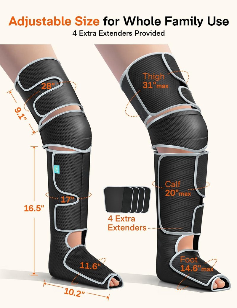Leg Massager for Circulation & Pain Relief - Heat & Compression | 5 Modes, 4 Intensities, 2 Heat Settings