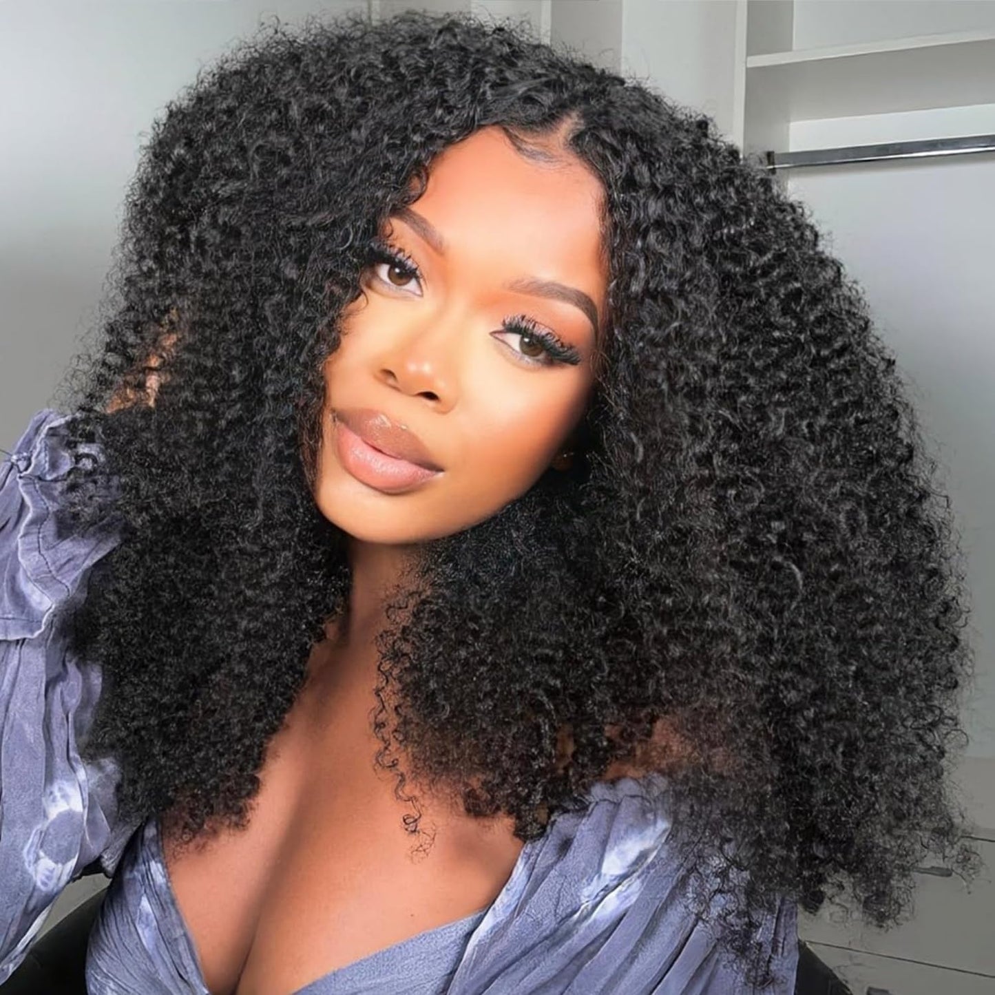 Burmese Curly Half Wig - 200 Density Human Hair | Beginner-Friendly 12 Inch Flip Over Design