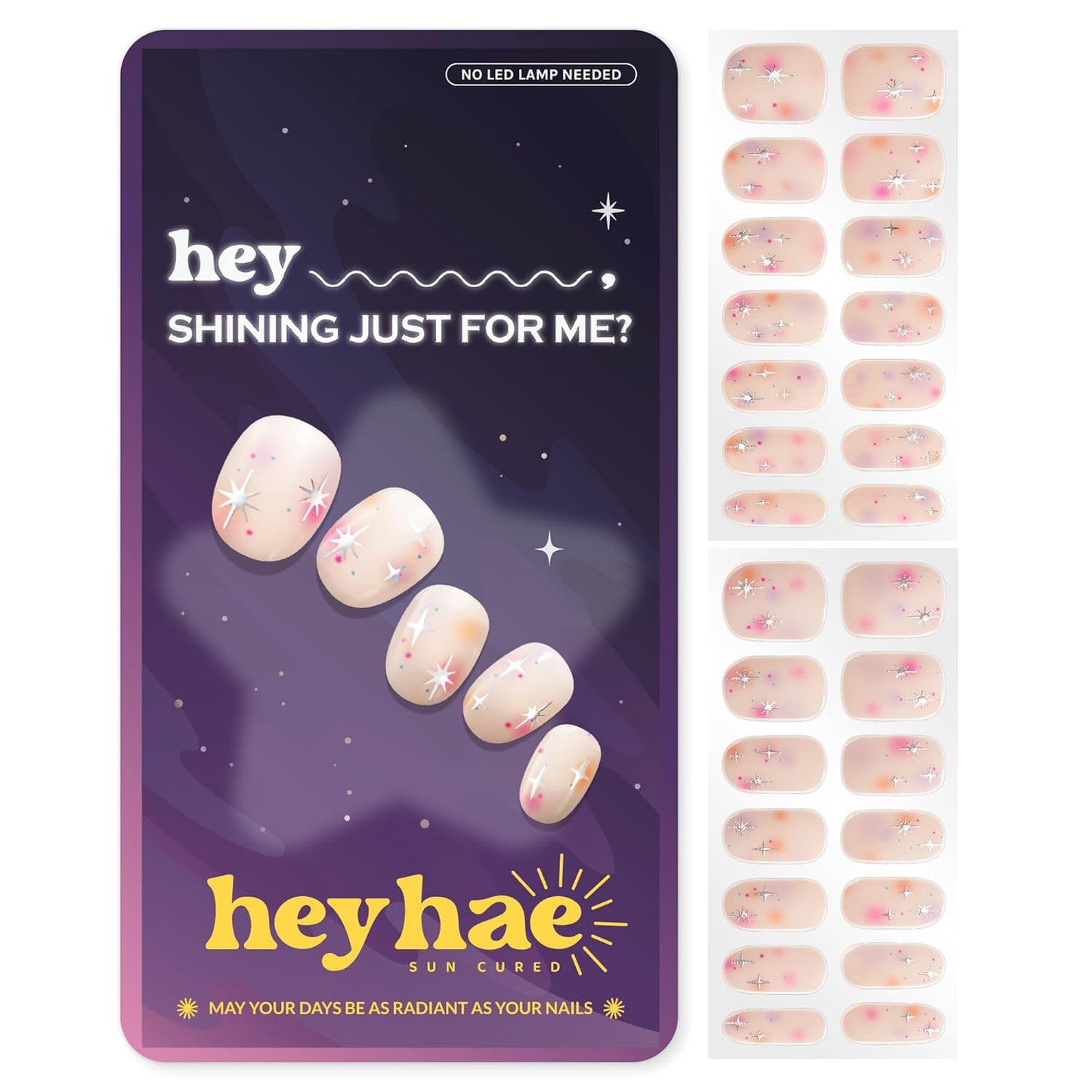 Semi Cured Gel Nail Strips - Easy Apply & Remove | Summer Aura Pink | 28 Strips, Prep Pads, Nail File & Stick
